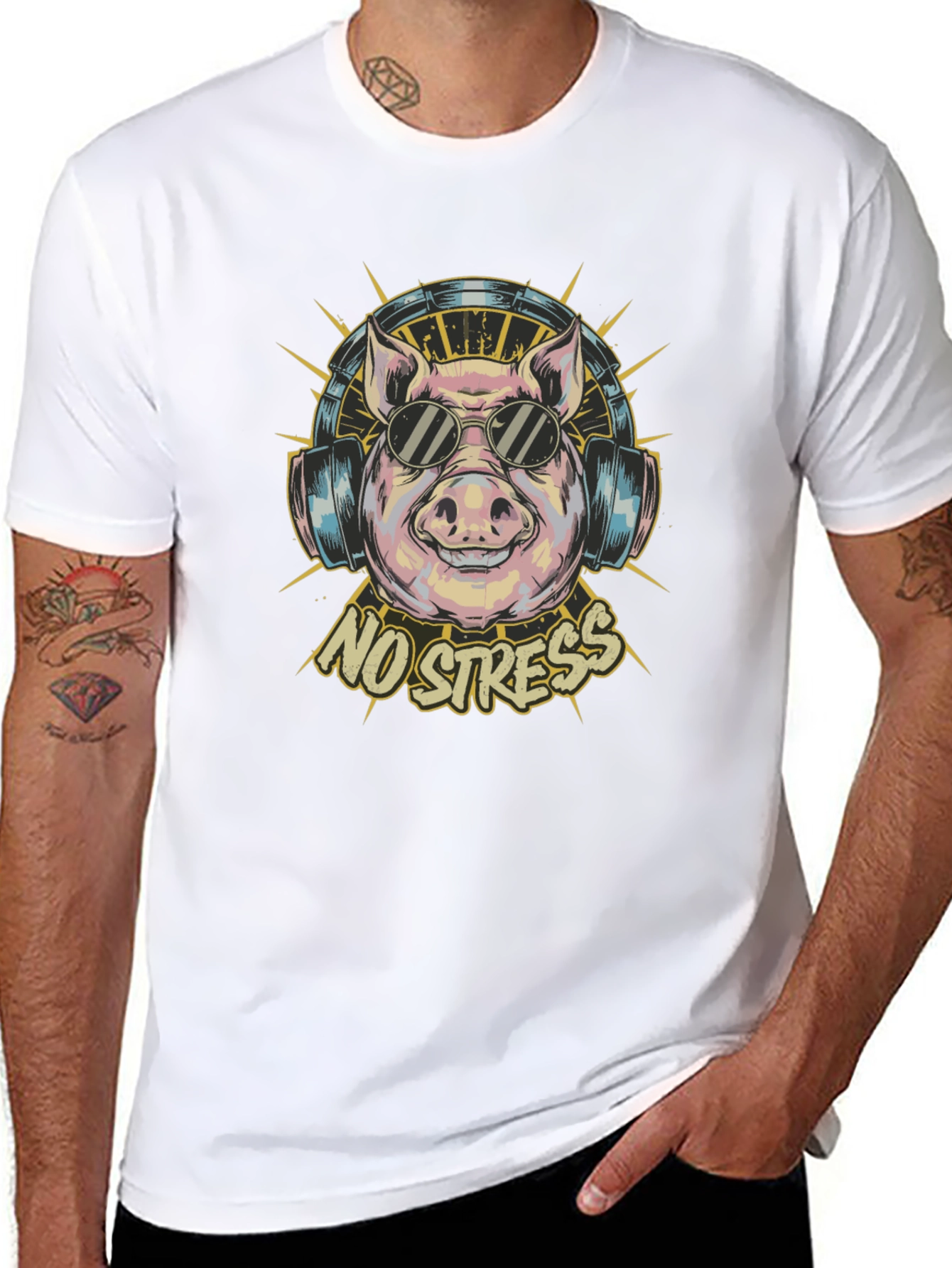 No Stress Pig T-Shirt - Relaxed Vibes