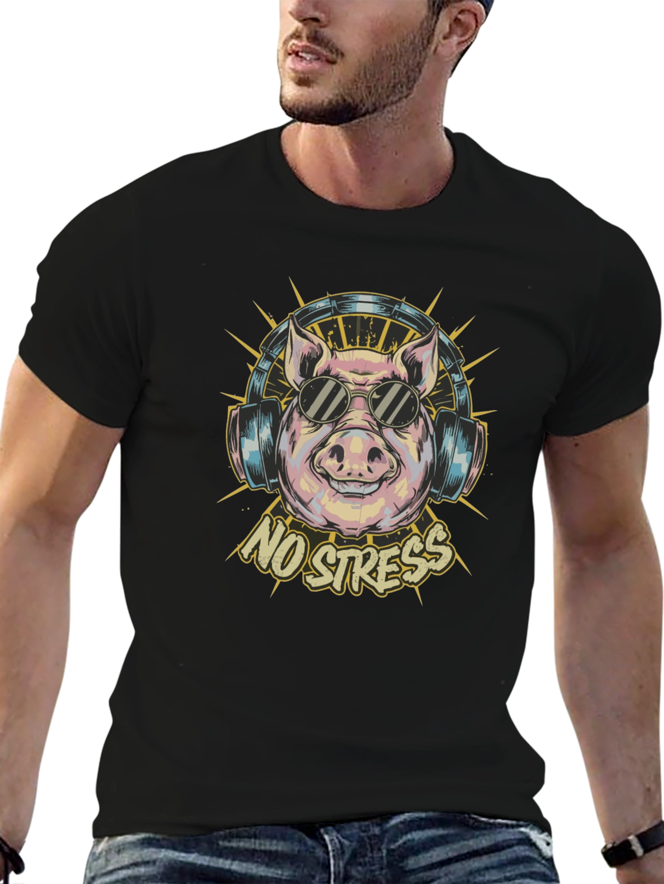 No Stress Pig T-Shirt - Relaxed Vibes