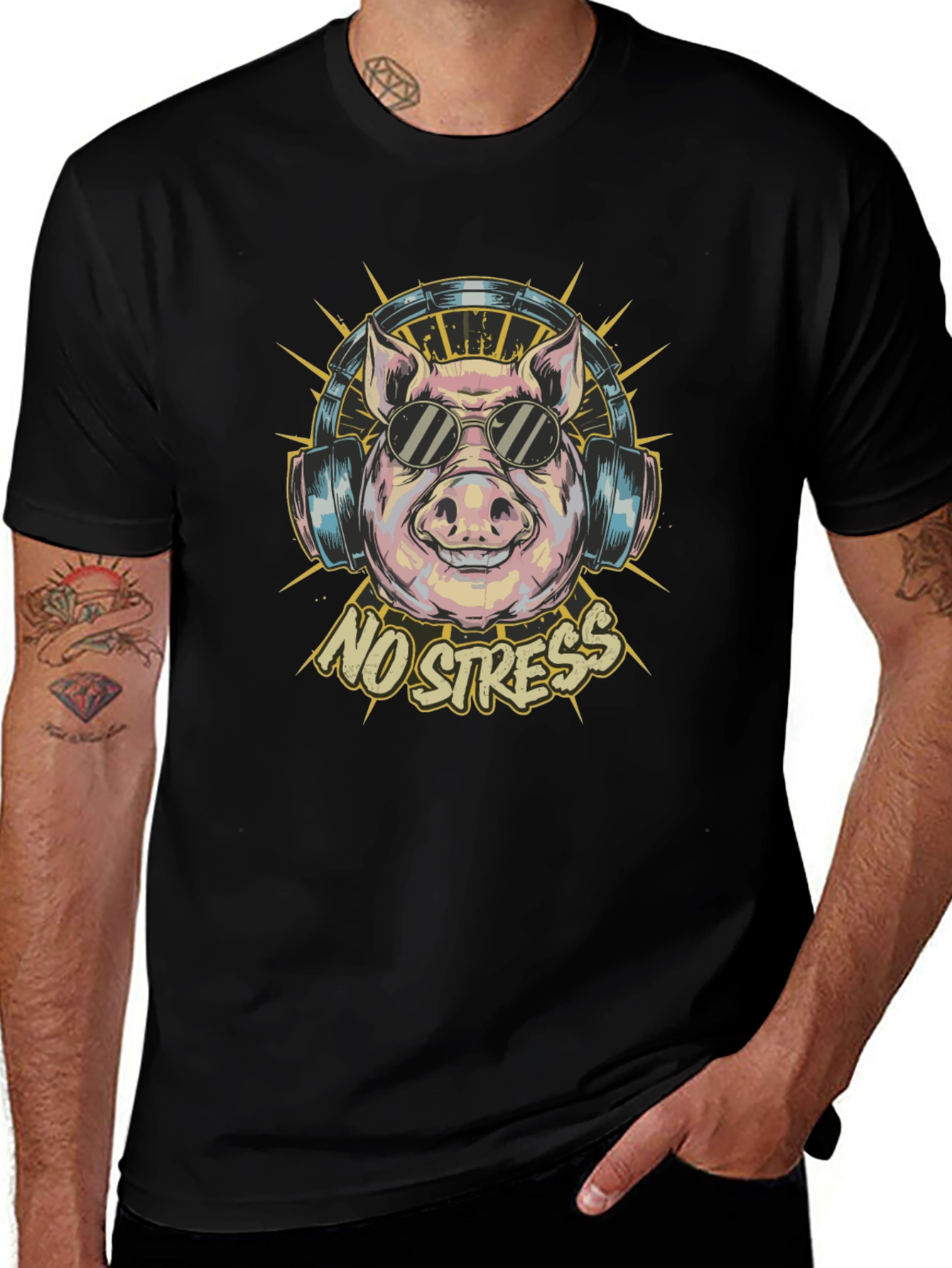 No Stress Pig T-Shirt - Relaxed Vibes
