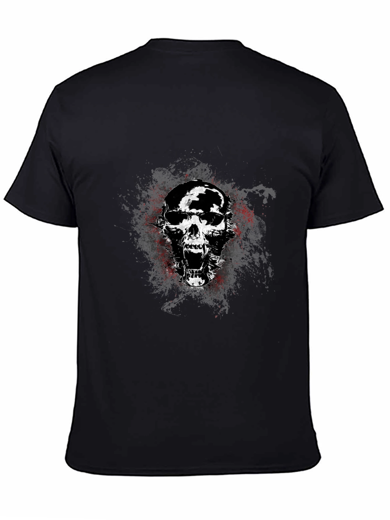Edgy Skull Graphic Tee - Black Cotton Blend T-Shirt