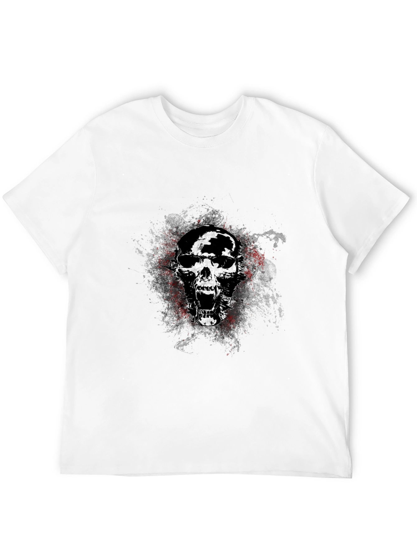 Edgy Skull Graphic Tee - Black Cotton Blend T-Shirt
