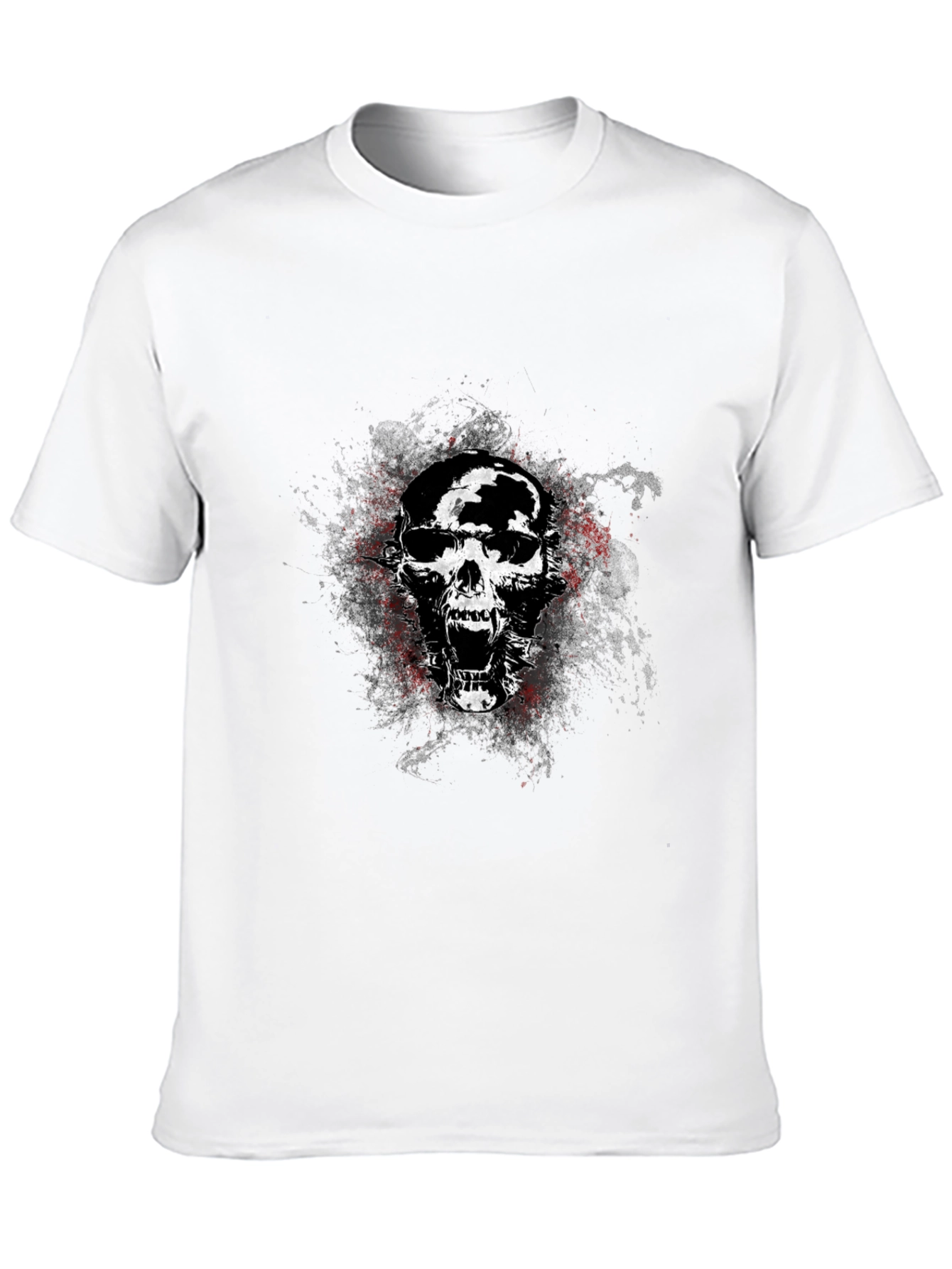 Edgy Skull Graphic Tee - Black Cotton Blend T-Shirt