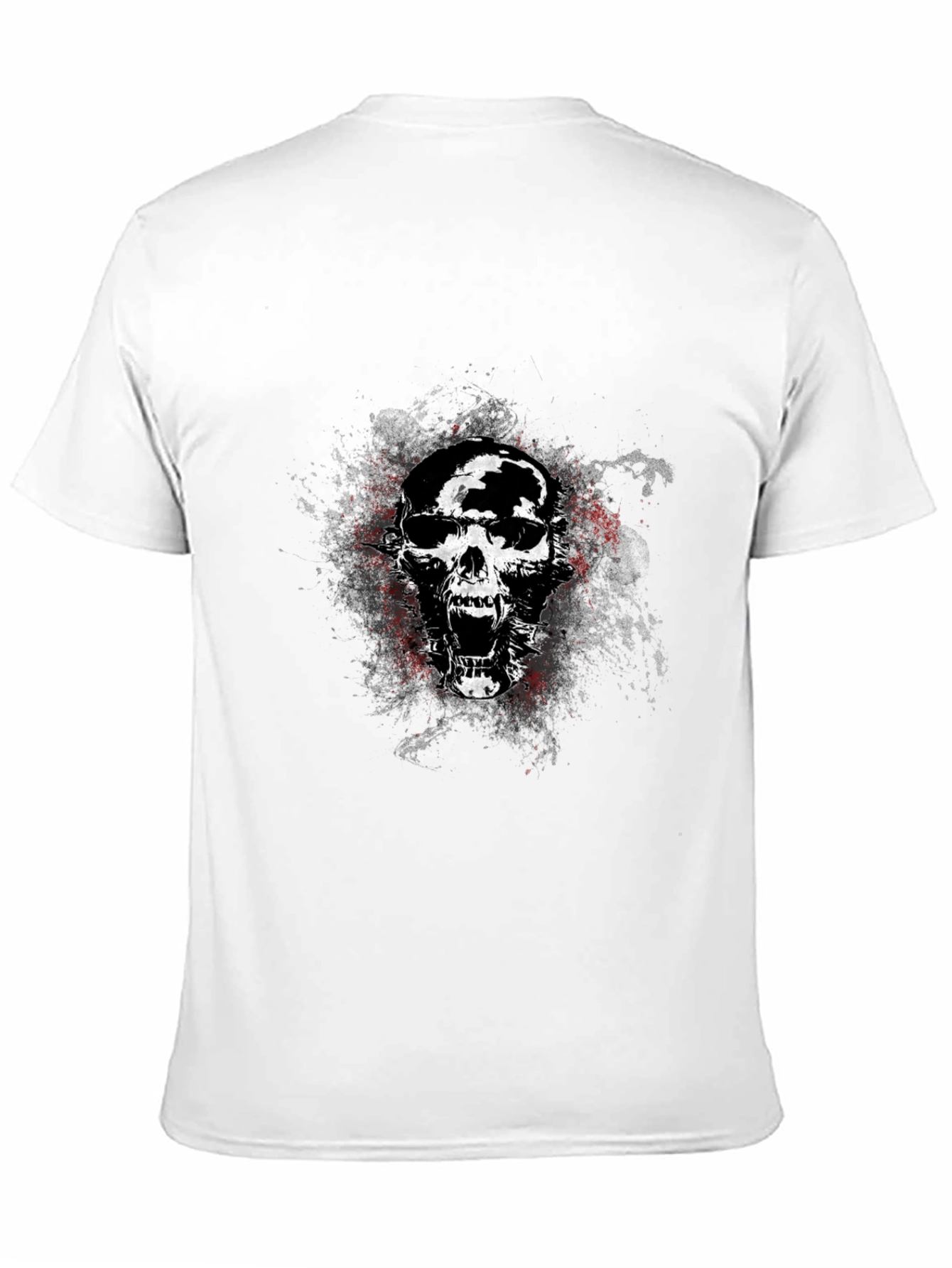 Edgy Skull Graphic Tee - Black Cotton Blend T-Shirt