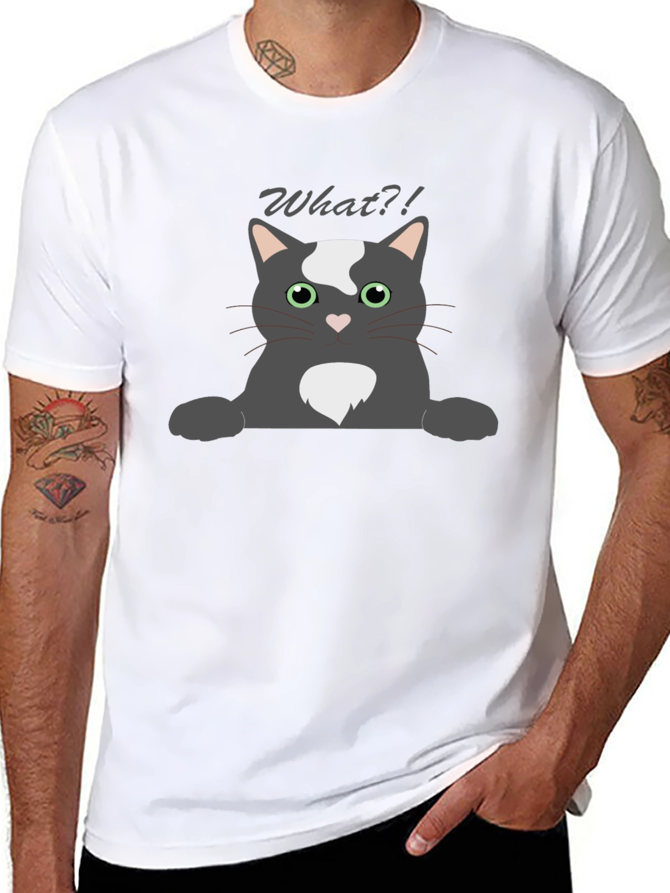 Funny What?! Cat Graphic T-Shirt