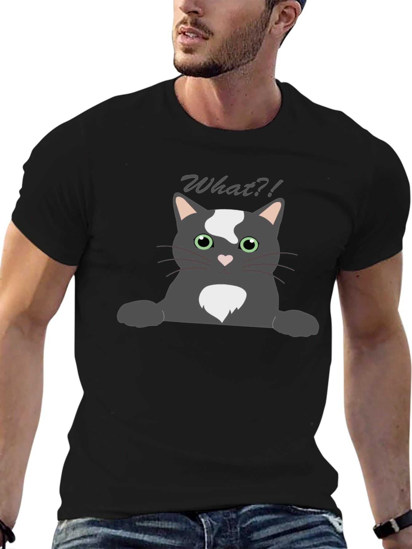 Funny What?! Cat Graphic T-Shirt