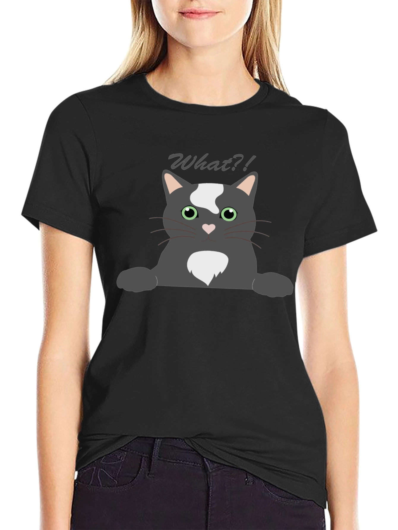 Funny What?! Cat Graphic T-Shirt