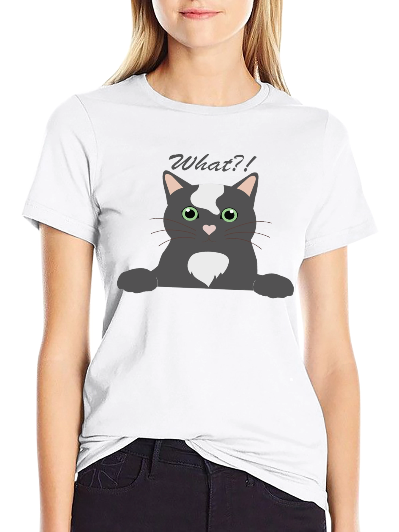 Funny What?! Cat Graphic T-Shirt