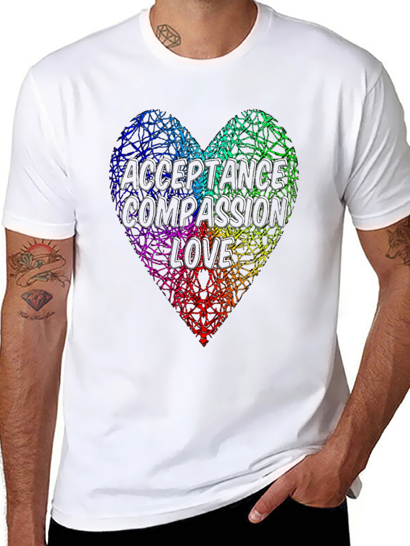 Acceptance Compassion Love Heart Graphic Tee