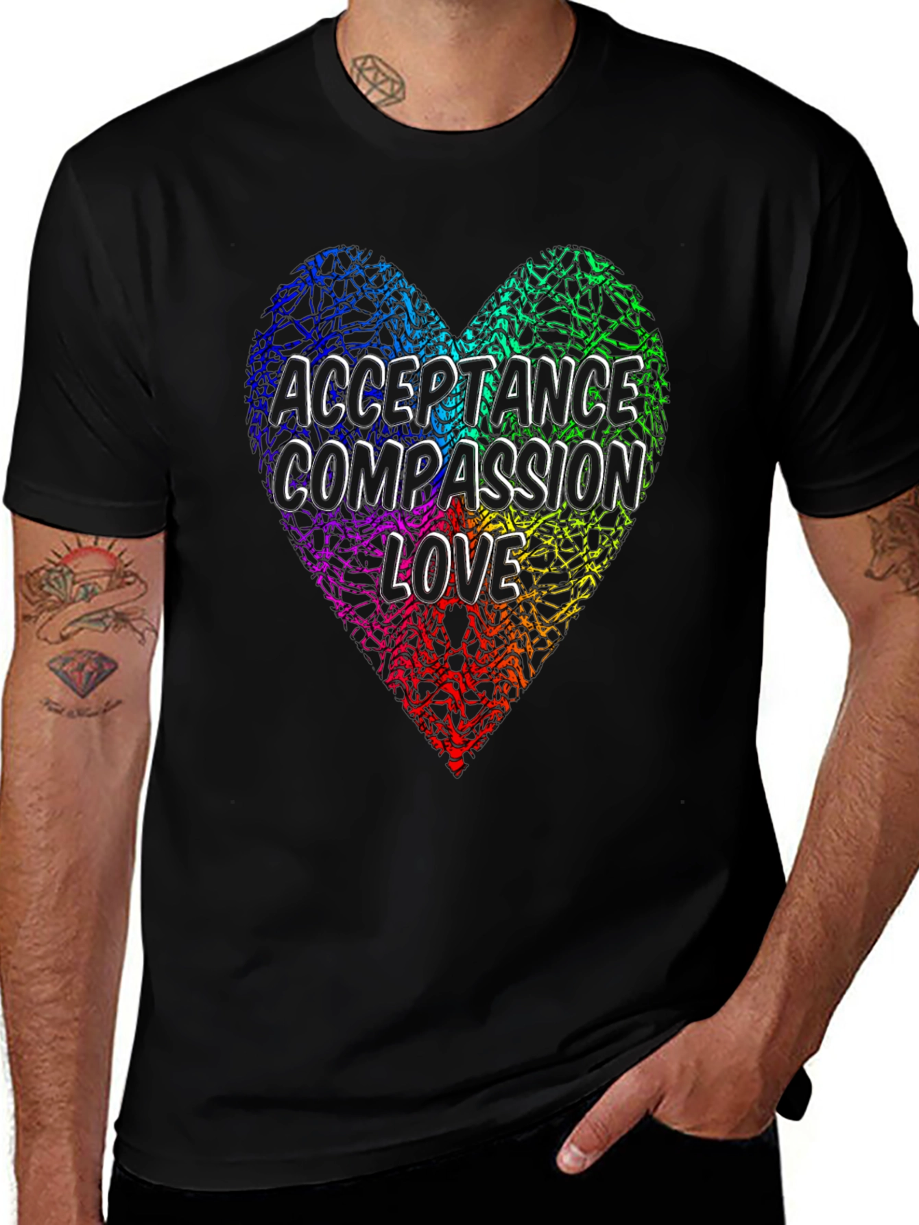 Acceptance Compassion Love Heart Graphic Tee