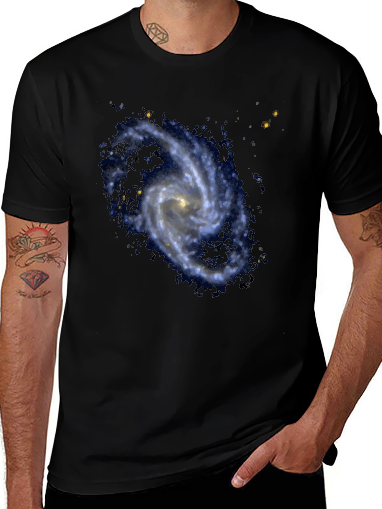 Galaxy Print Black T-Shirt