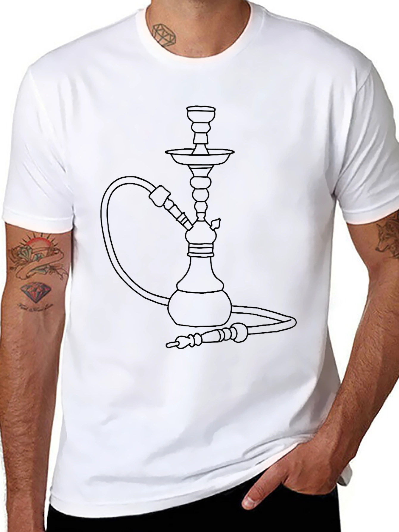 Hookah Graphic Black T-Shirt - Stylish Smoker Tee