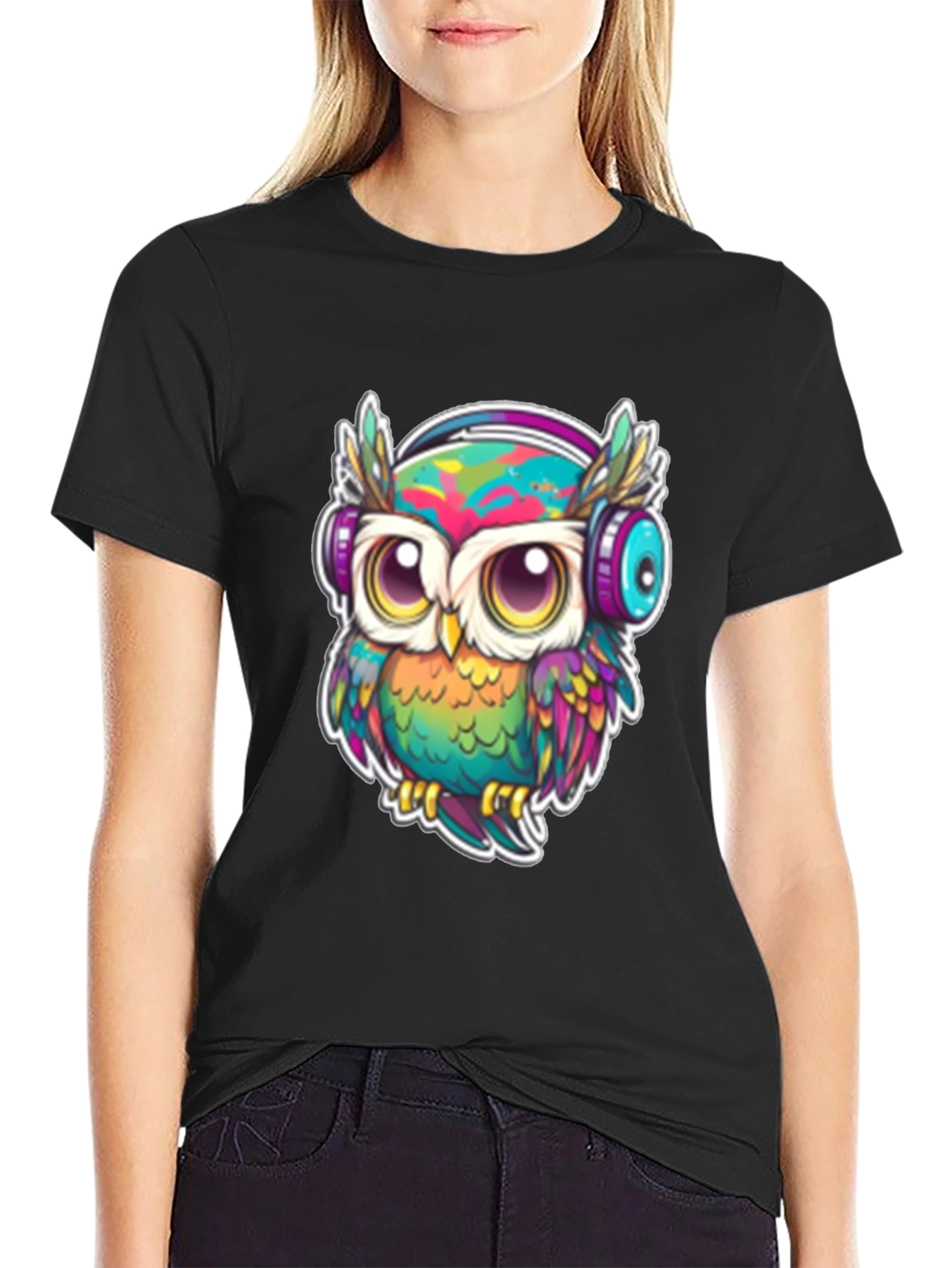 Owl with Headphones Graphic Tee