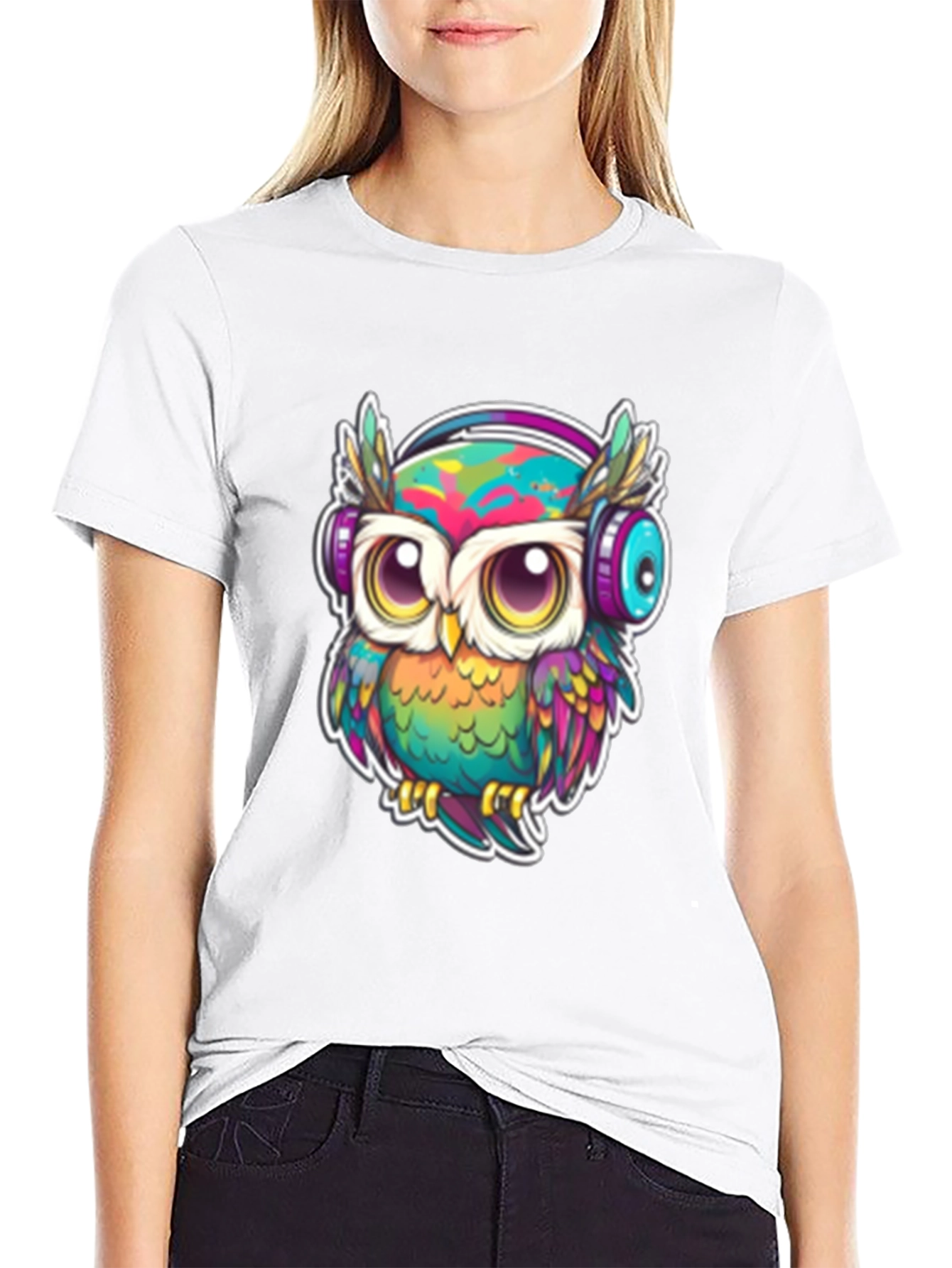 Owl with Headphones Graphic Tee