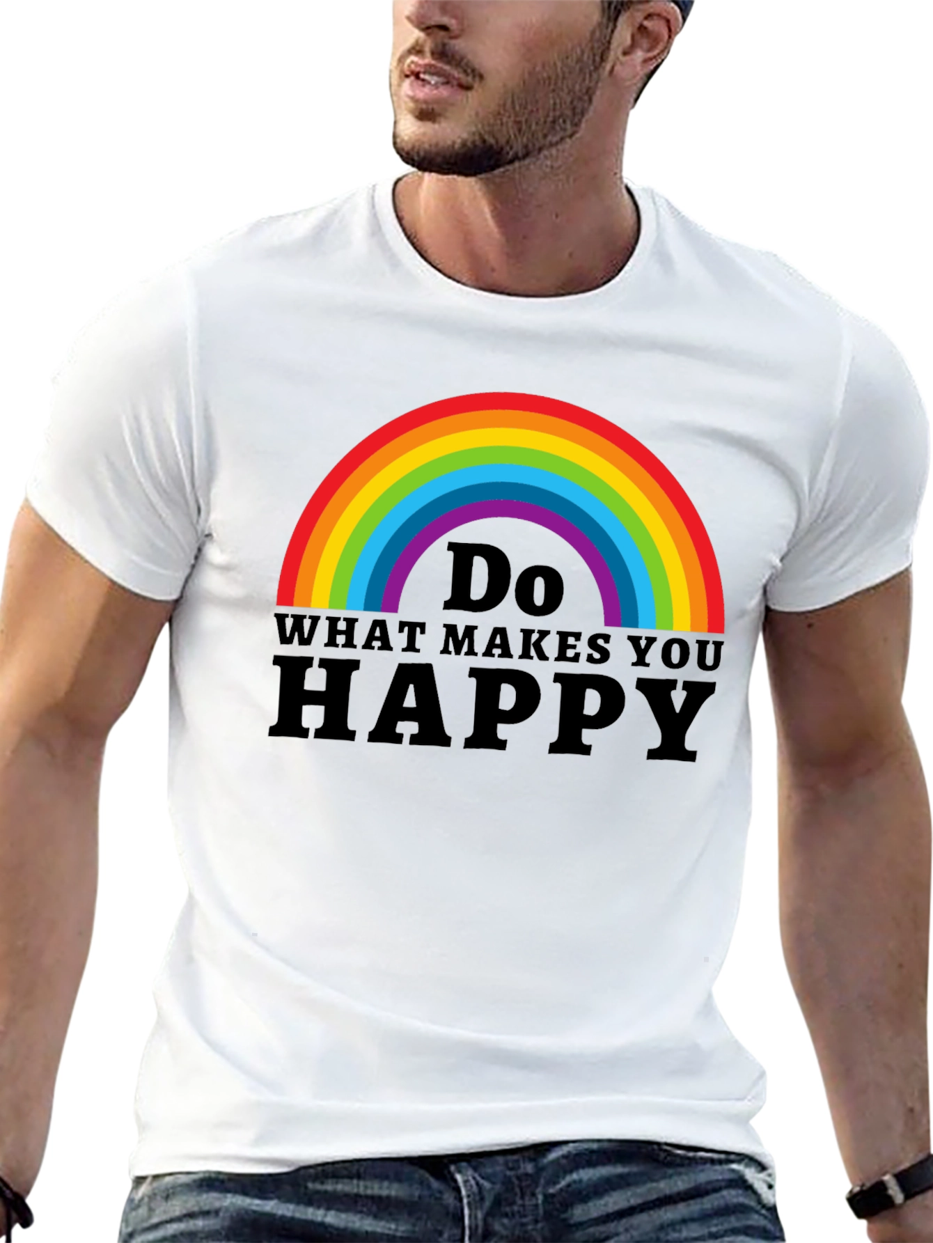 Rainbow Do What Makes You Happy Black T-Shirt
