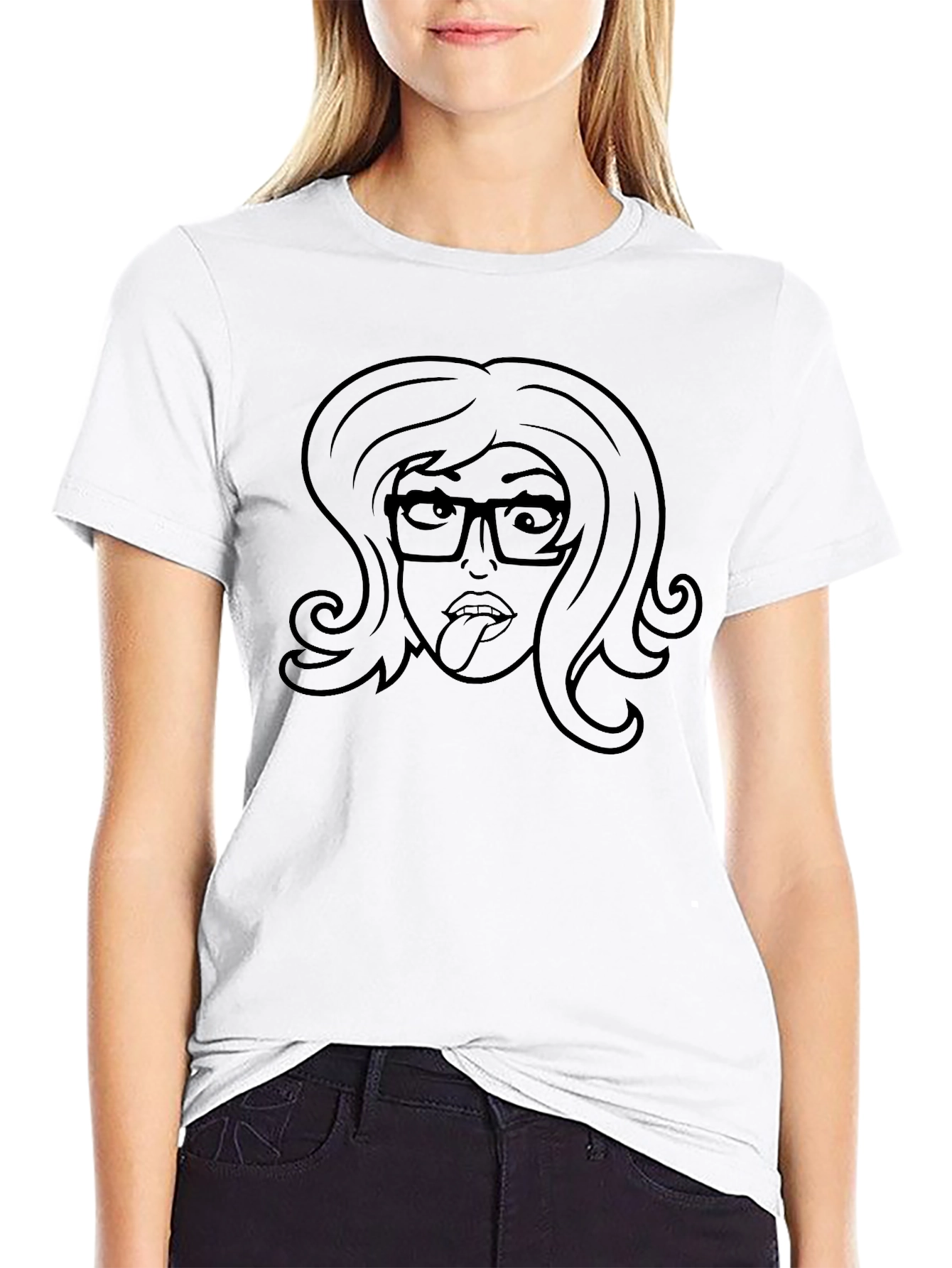 Funny Girl Face Graphic Tee - Black Unisex T-Shirt