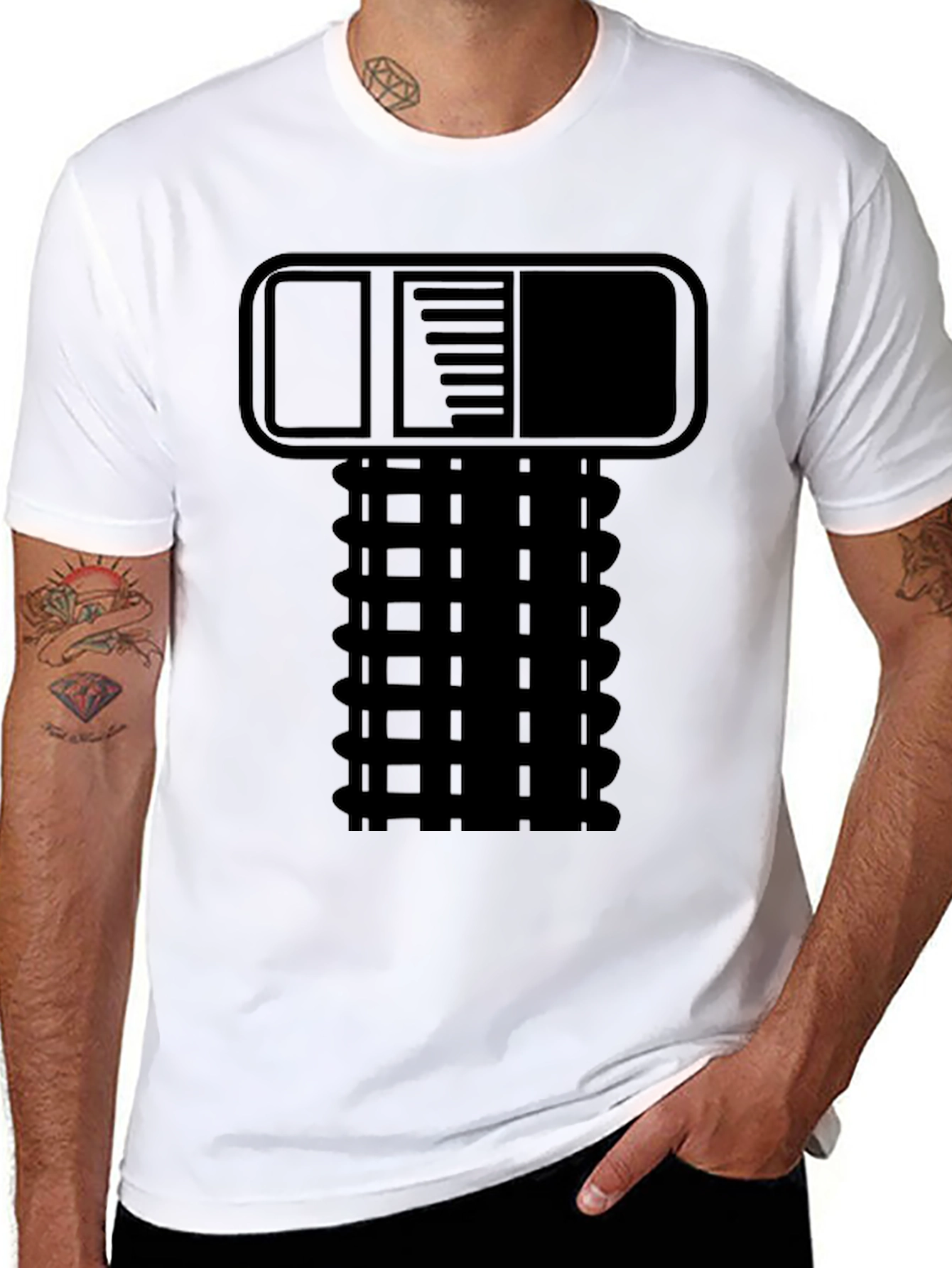 Retro Tech Graphic Tee - Black Novelty Shirt