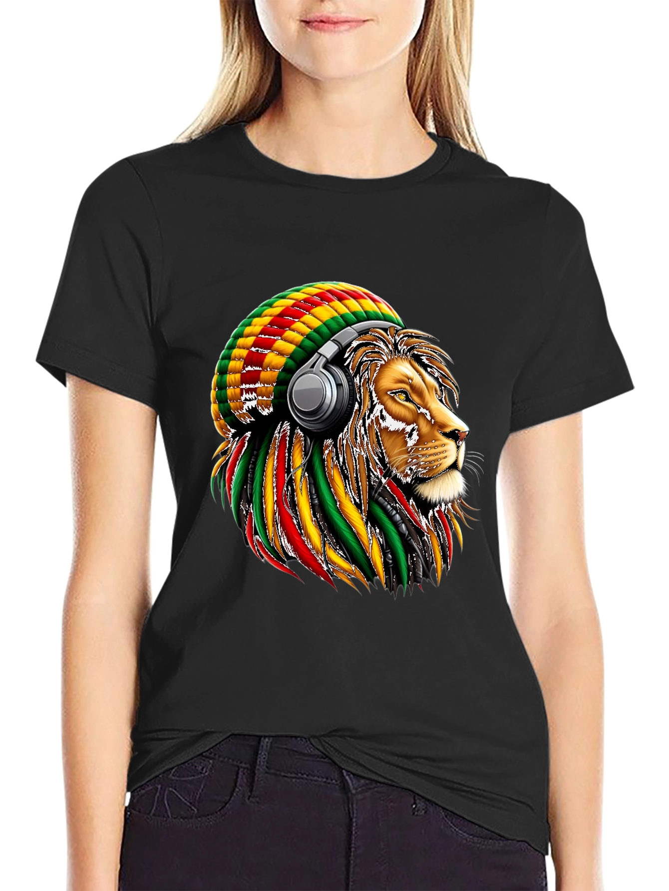 Rasta Lion Headphone T-Shirt