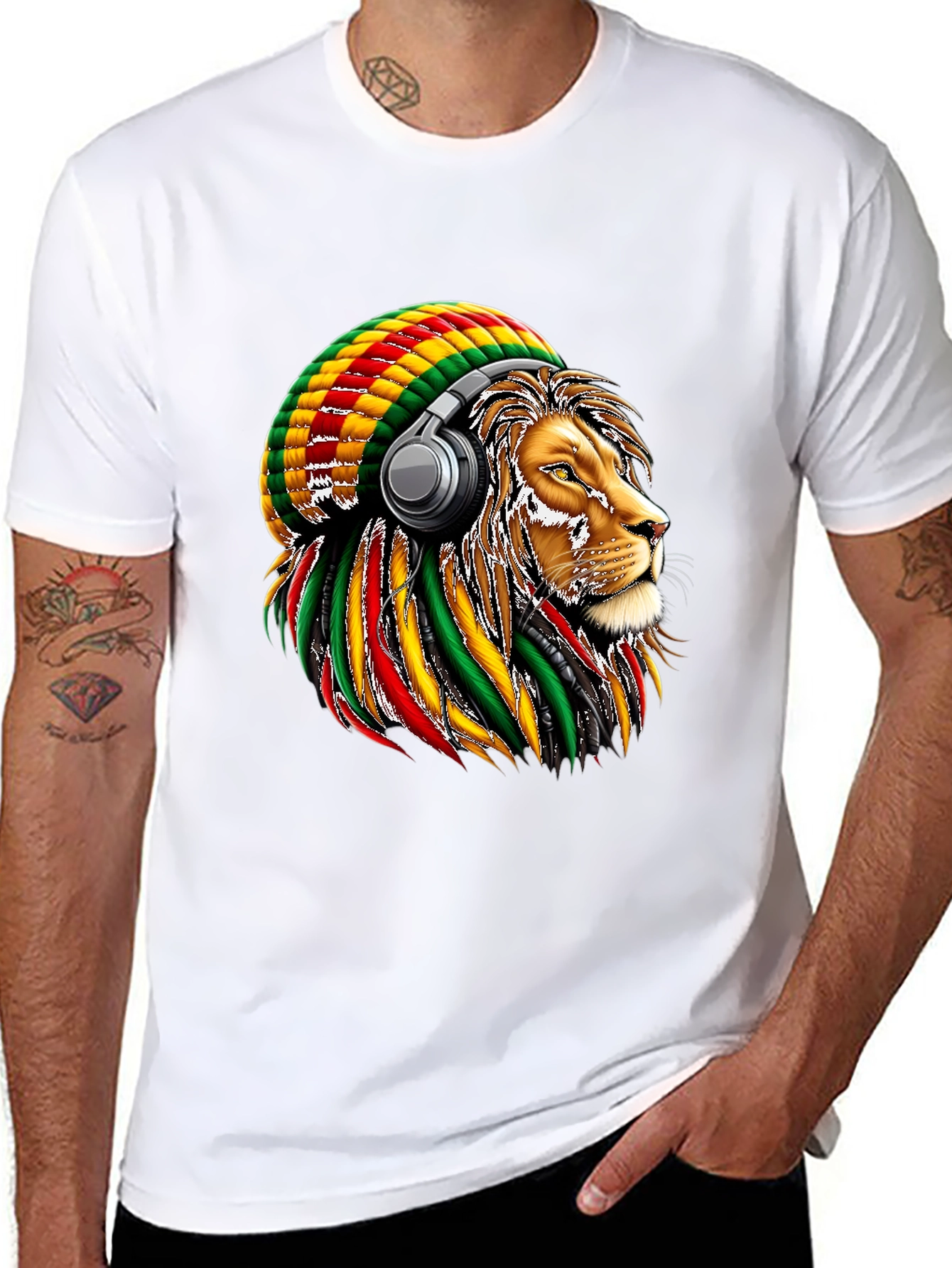 Rasta Lion Headphone T-Shirt