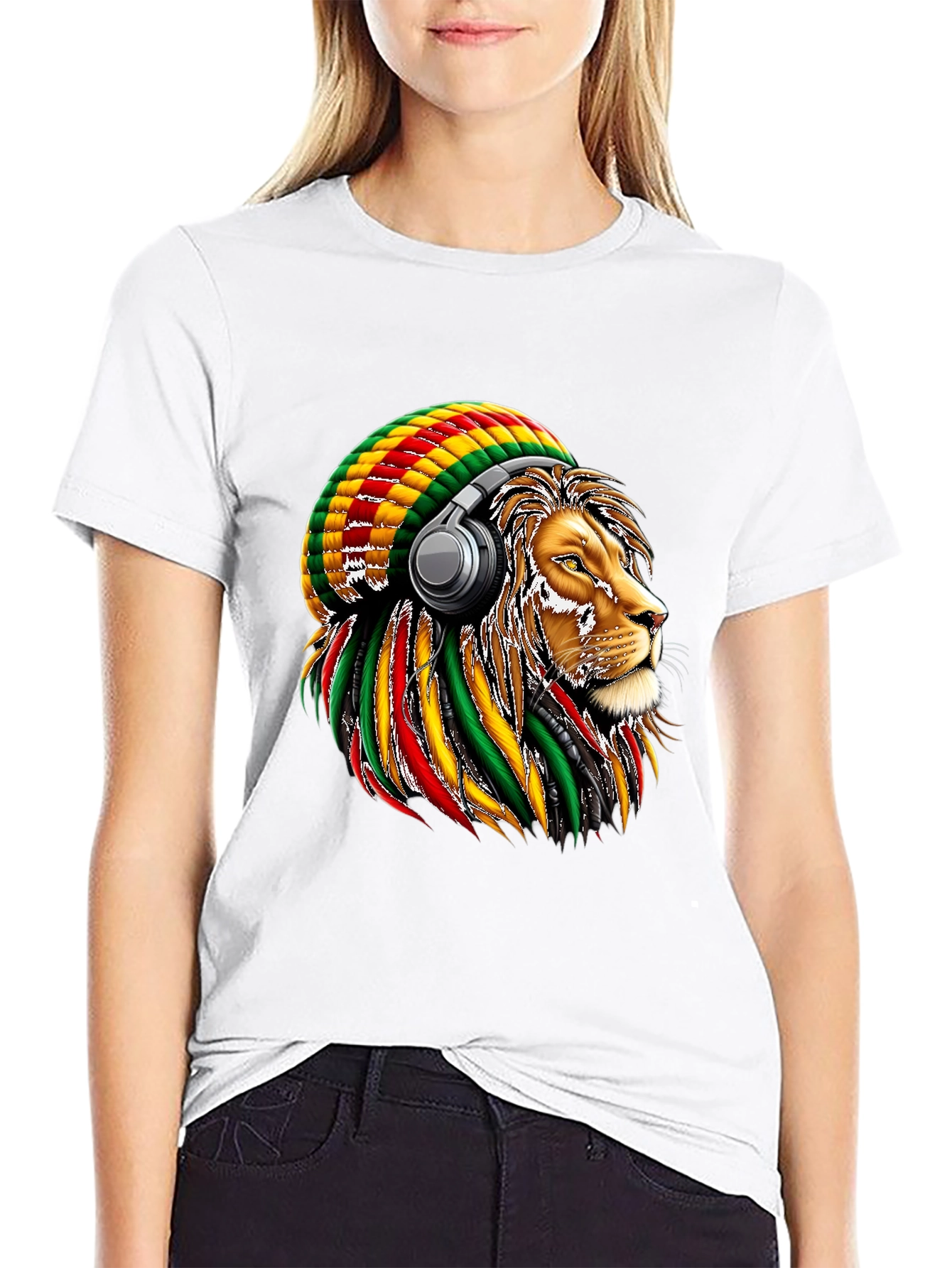 Rasta Lion Headphone T-Shirt