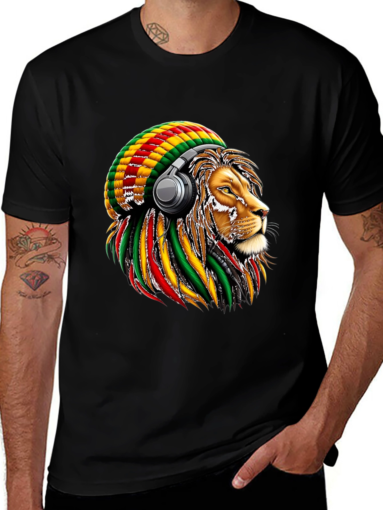 Rasta Lion Headphone T-Shirt
