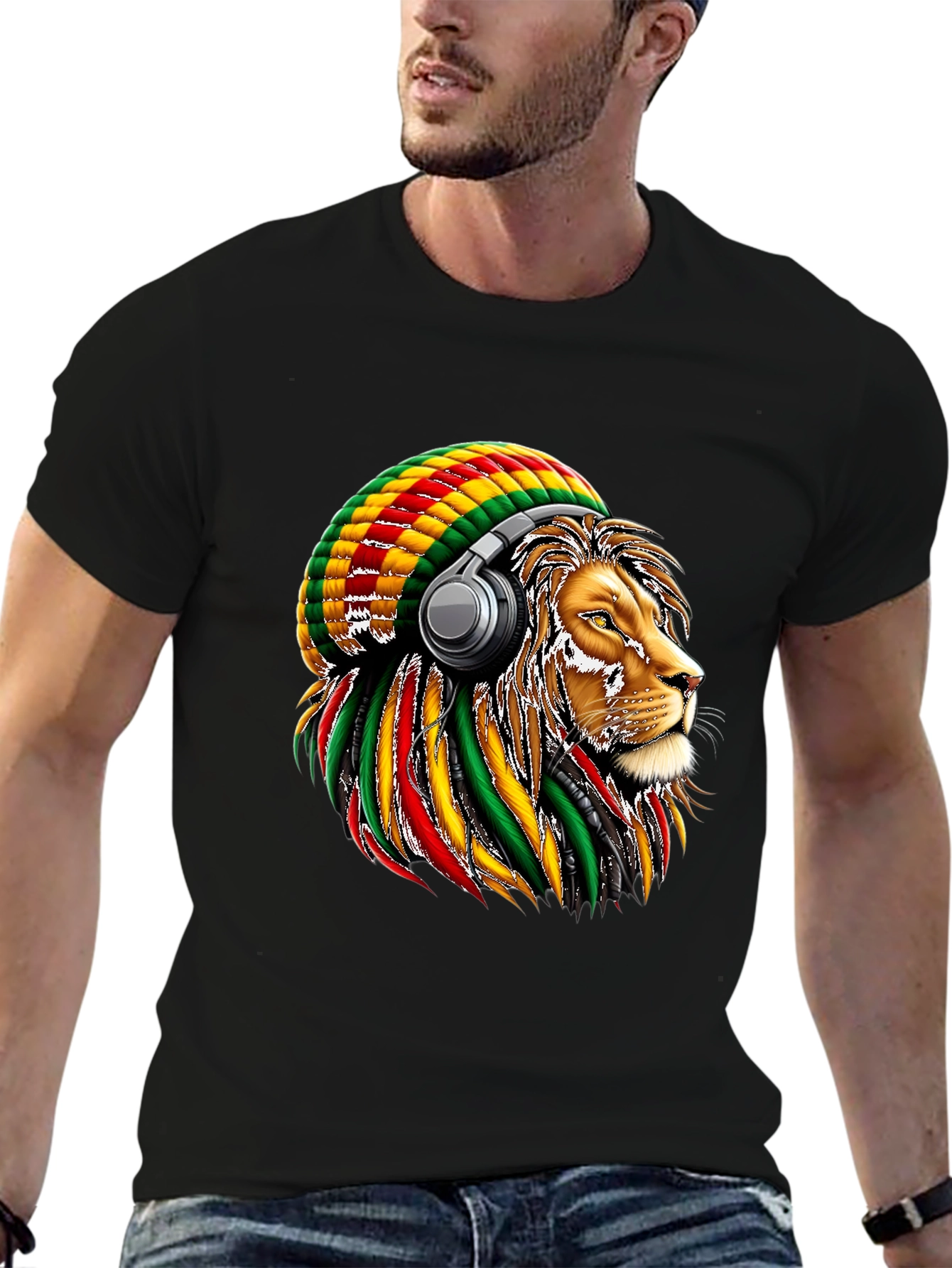 Rasta Lion Headphone T-Shirt