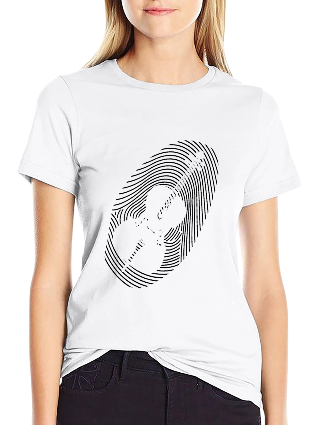 Black Guitar Fingerprint Graphic Tee