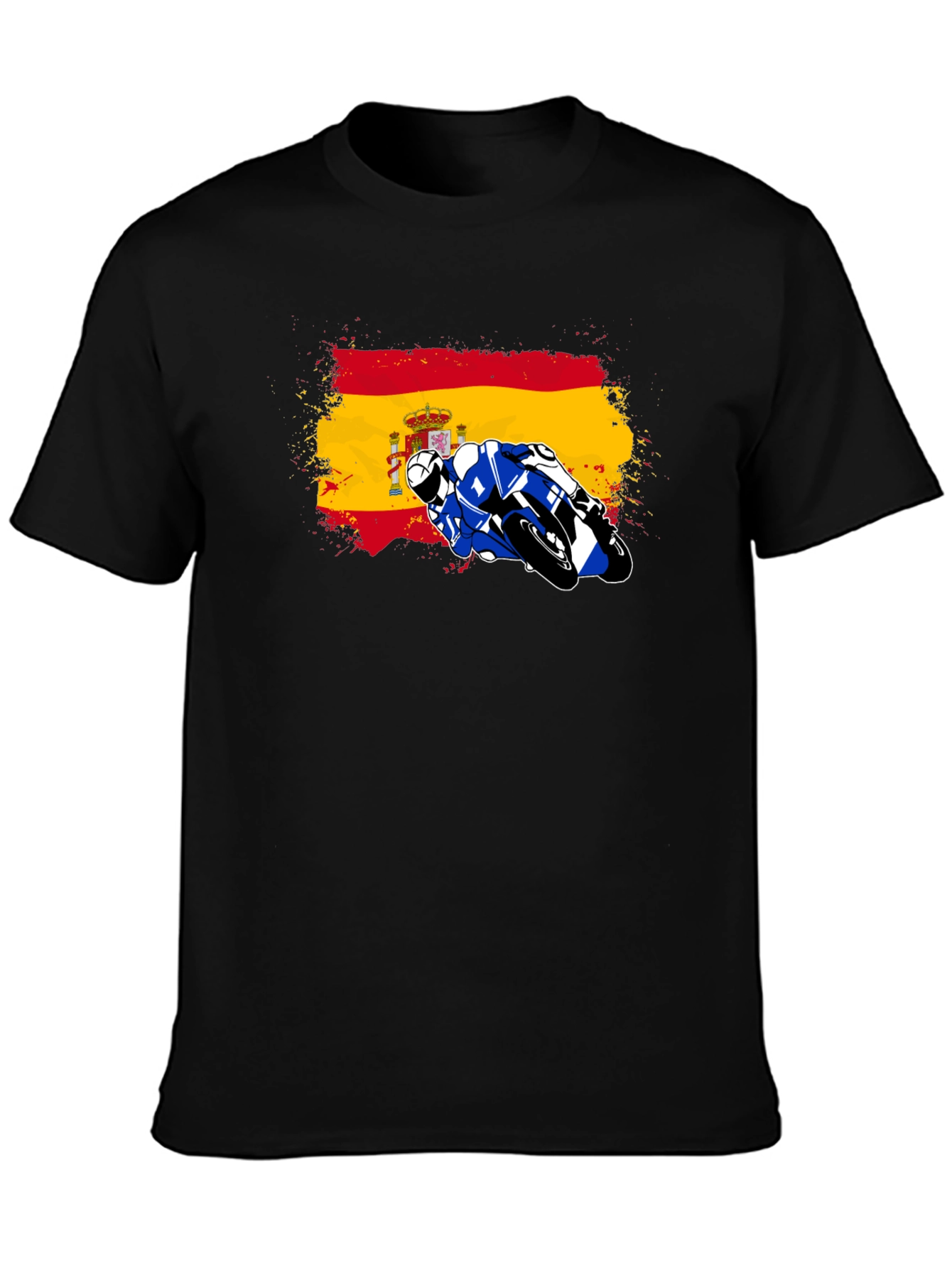 Spain Flag Motorcycle Graphic T-Shirt