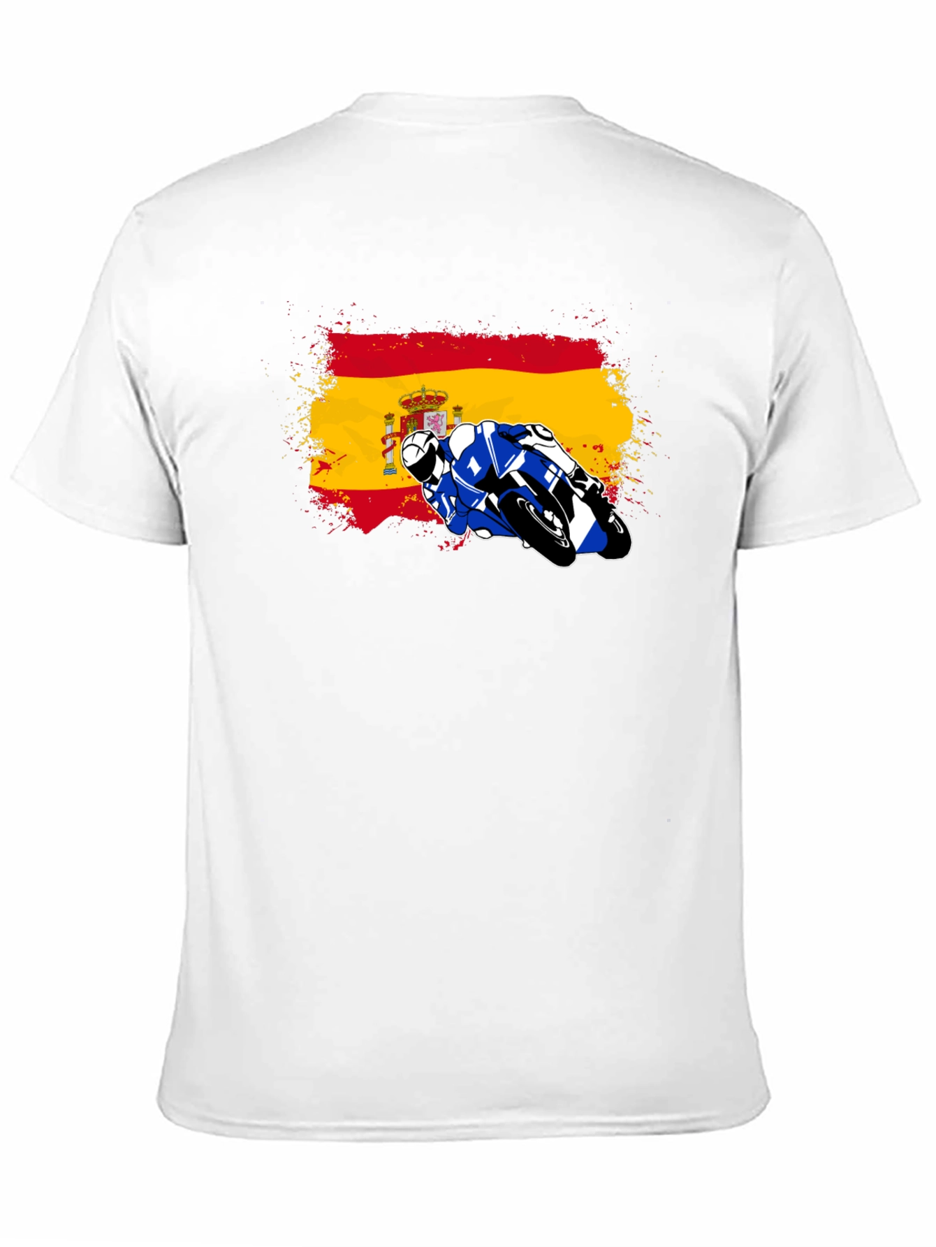 Spain Flag Motorcycle Graphic T-Shirt