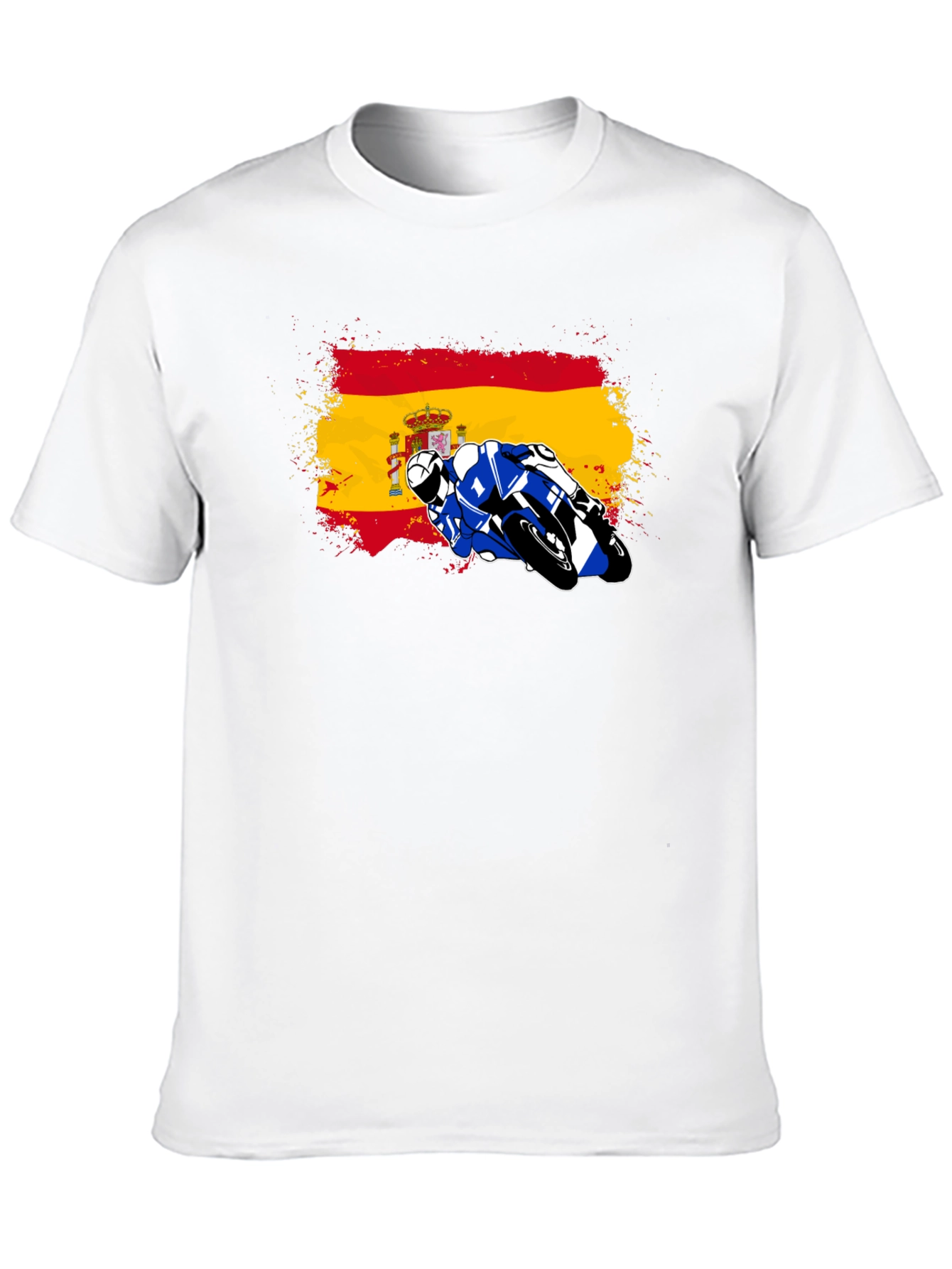 Spain Flag Motorcycle Graphic T-Shirt