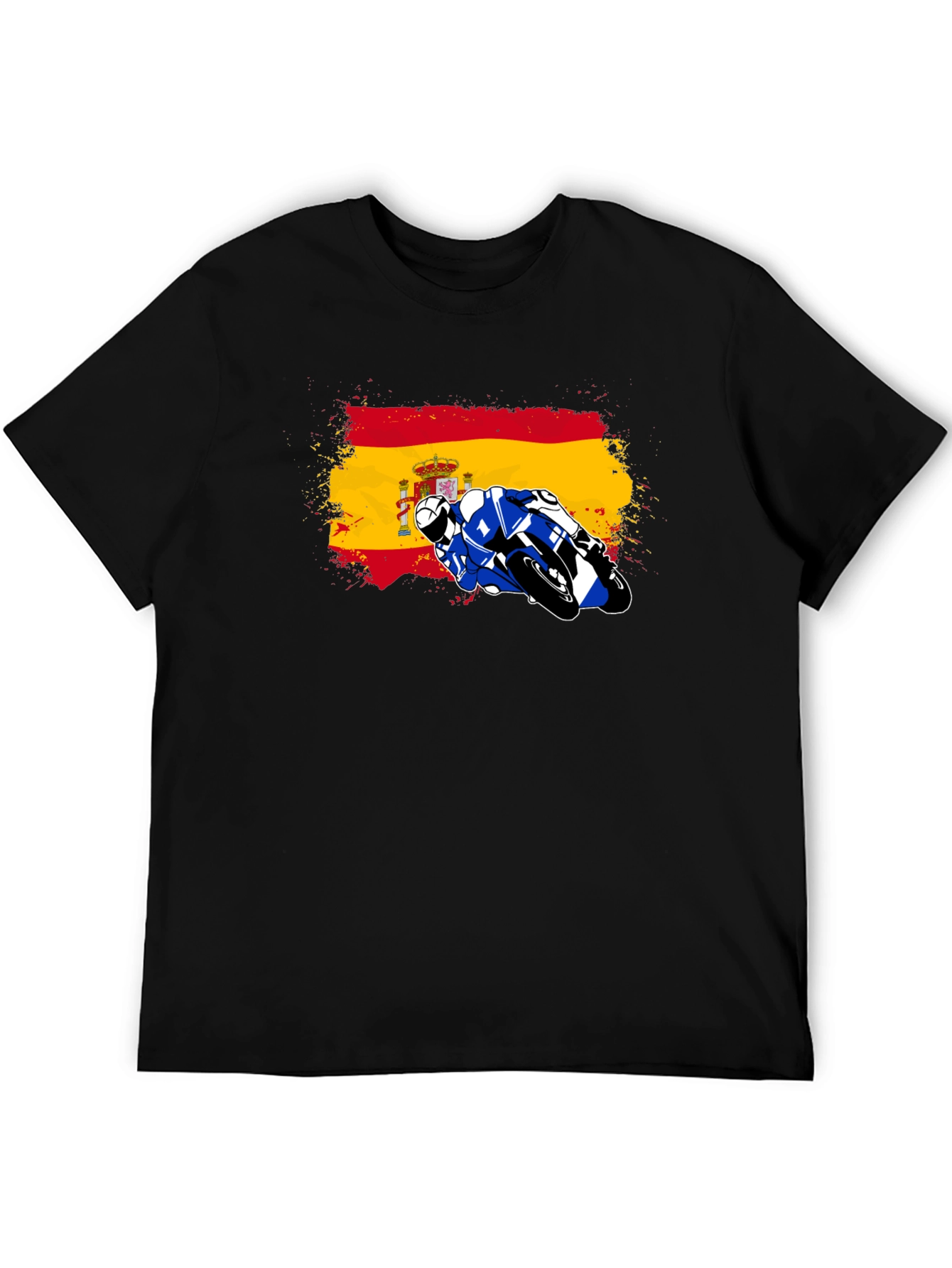 Spain Flag Motorcycle Graphic T-Shirt