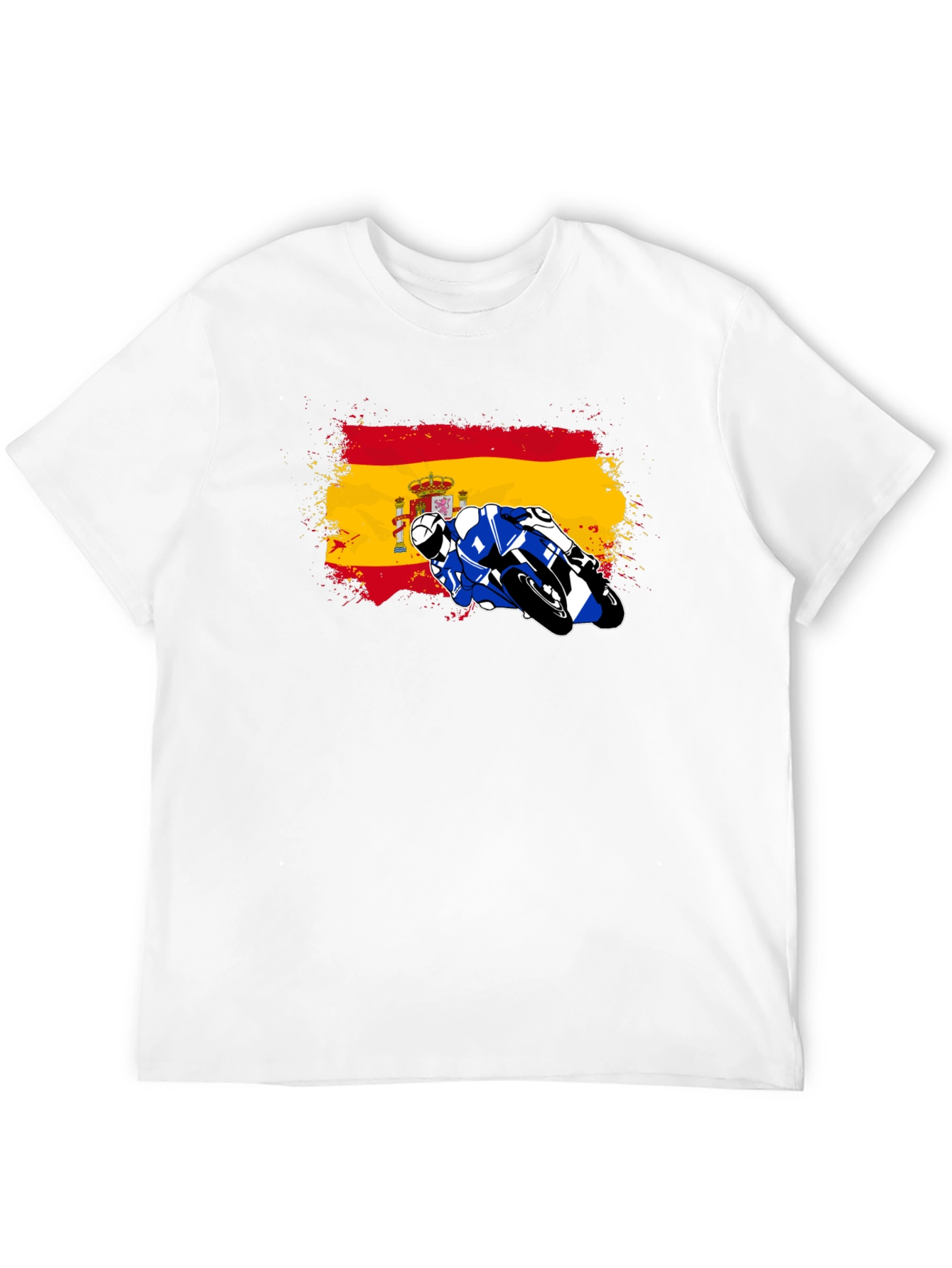 Spain Flag Motorcycle Graphic T-Shirt