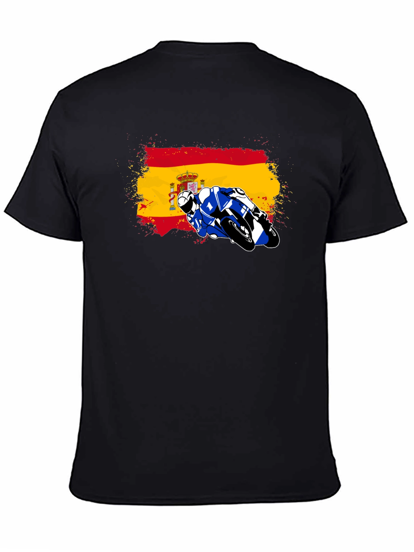 Spain Flag Motorcycle Graphic T-Shirt