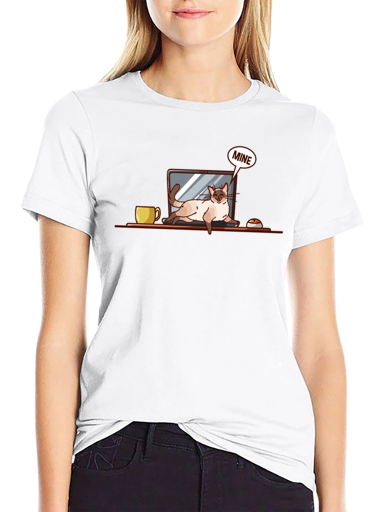 Cat Laptop T-Shirt - Mine Graphic Tee