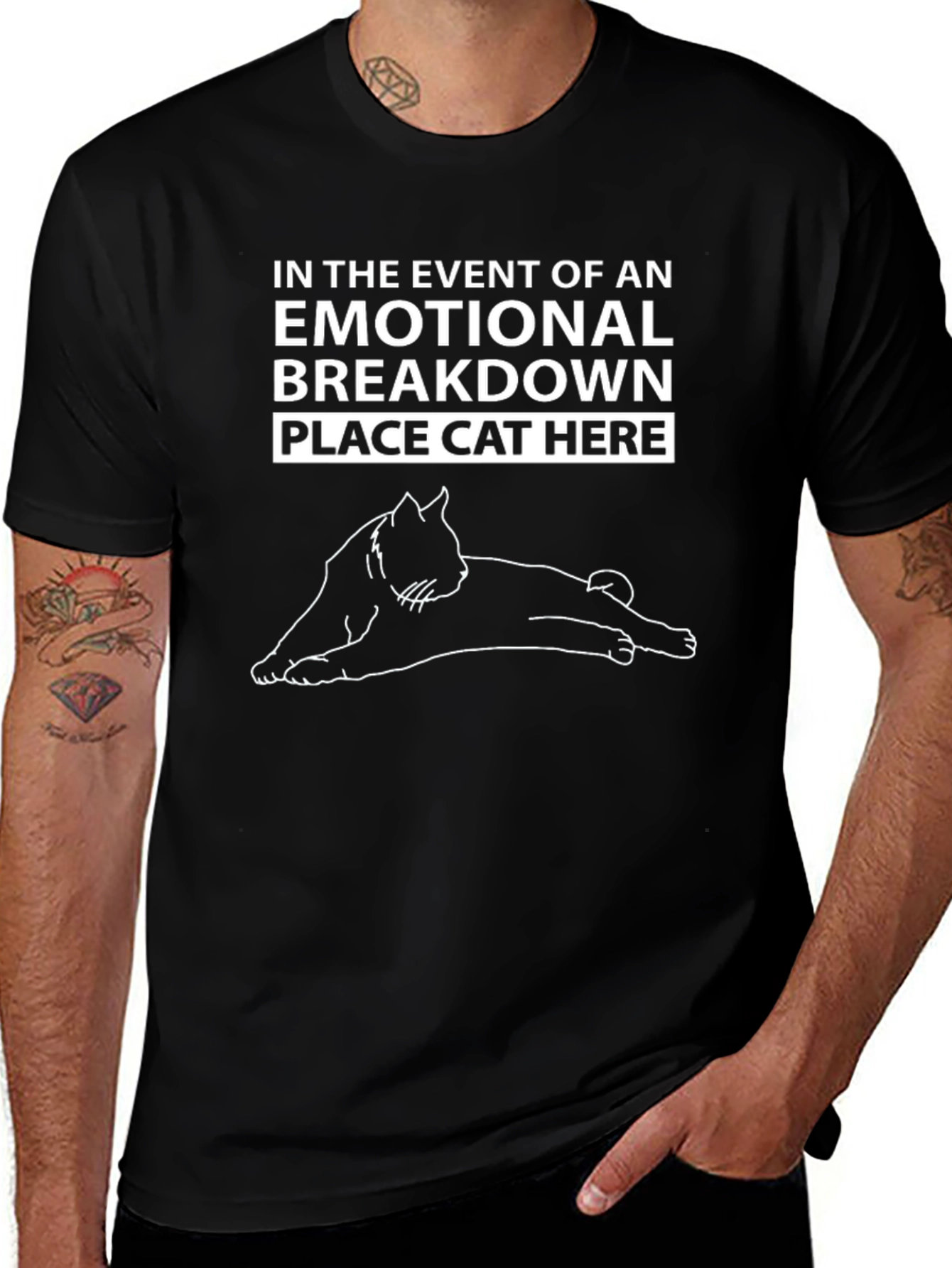 Emotional Support Cat T-Shirt - Black Cotton Tee