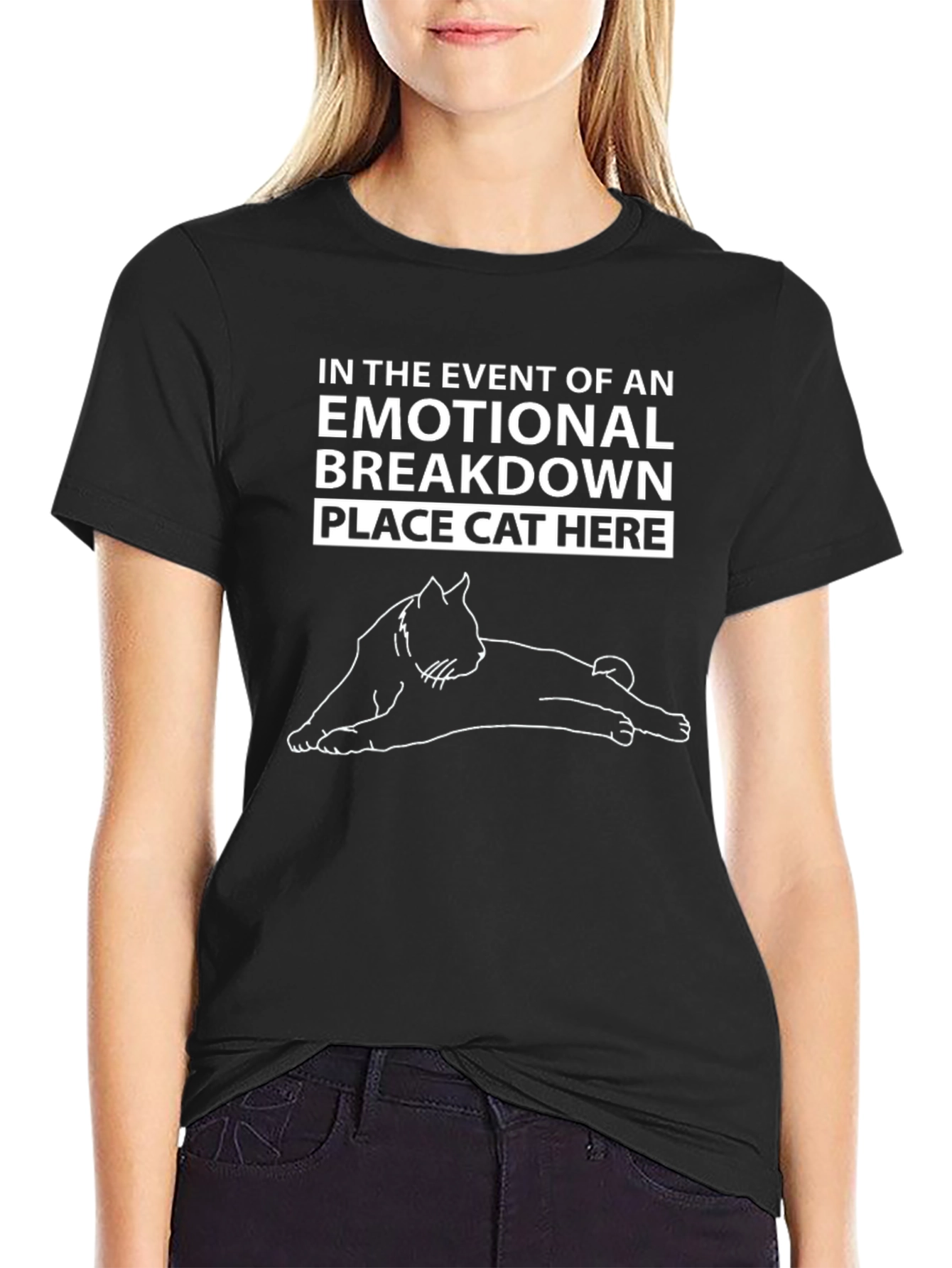 Emotional Support Cat T-Shirt - Black Cotton Tee