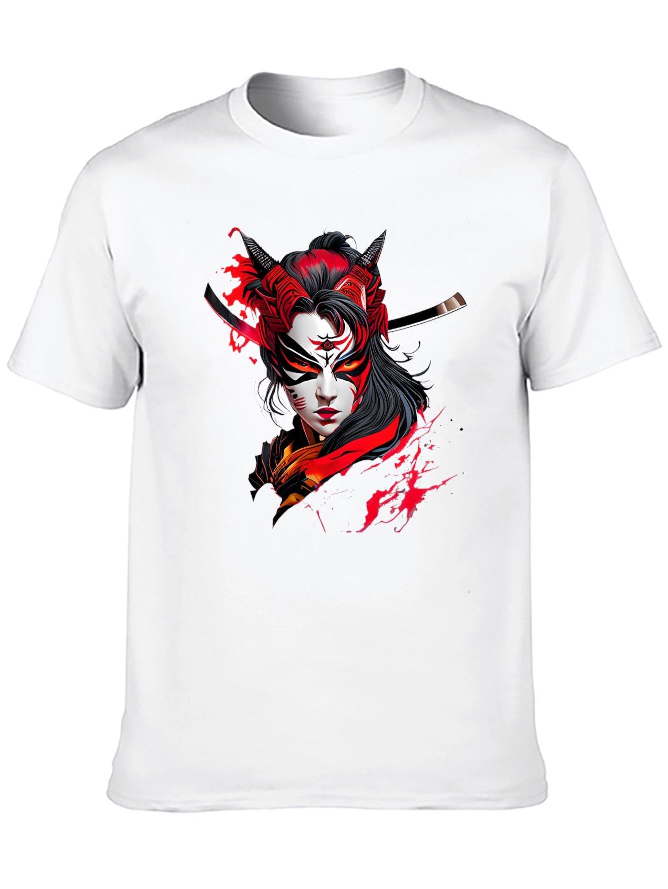 Samurai Graphic Print Black Tee