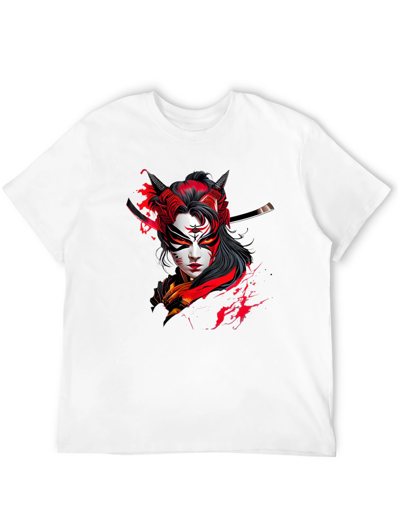 Samurai Graphic Print Black Tee
