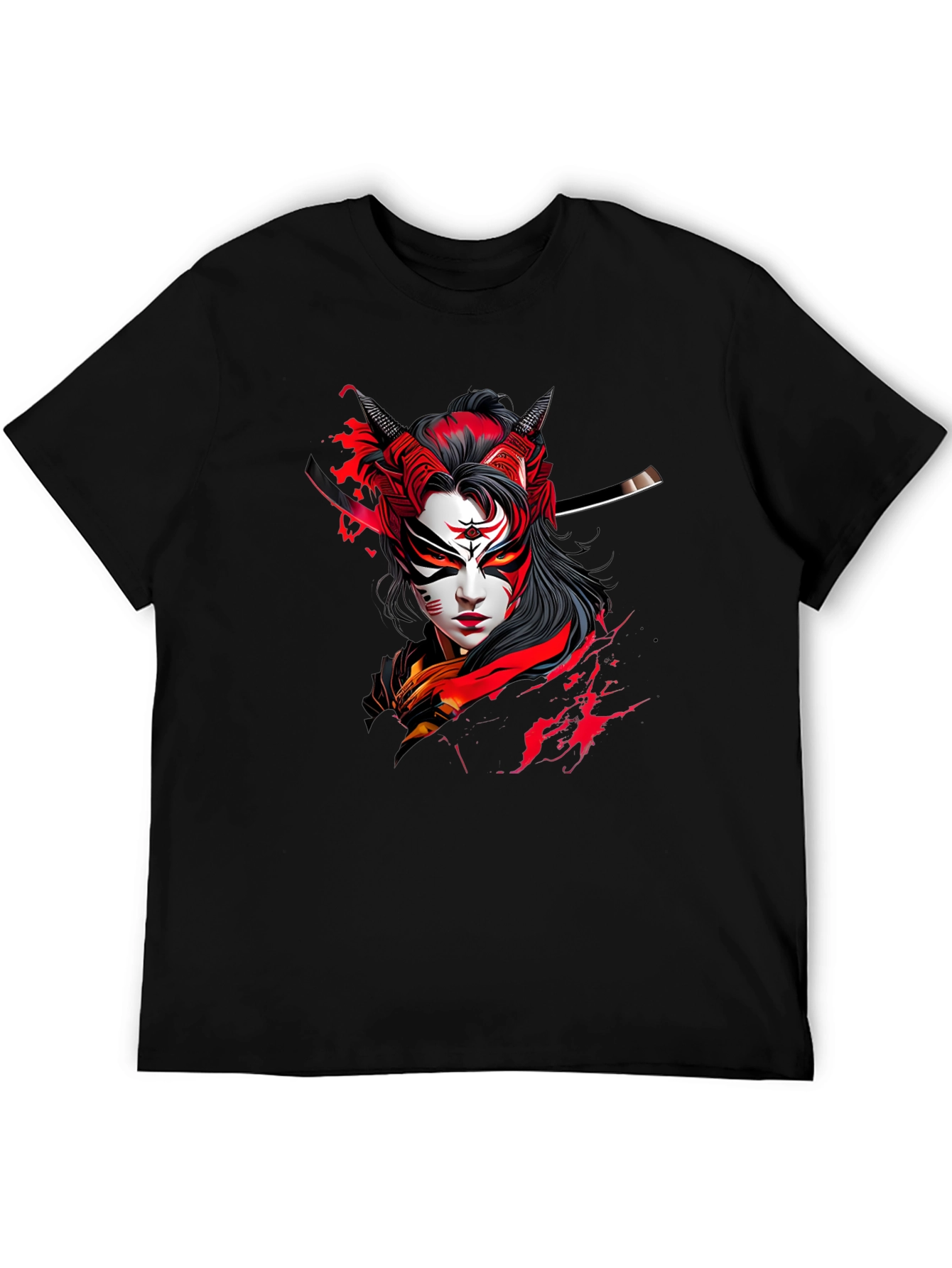 Samurai Graphic Print Black Tee