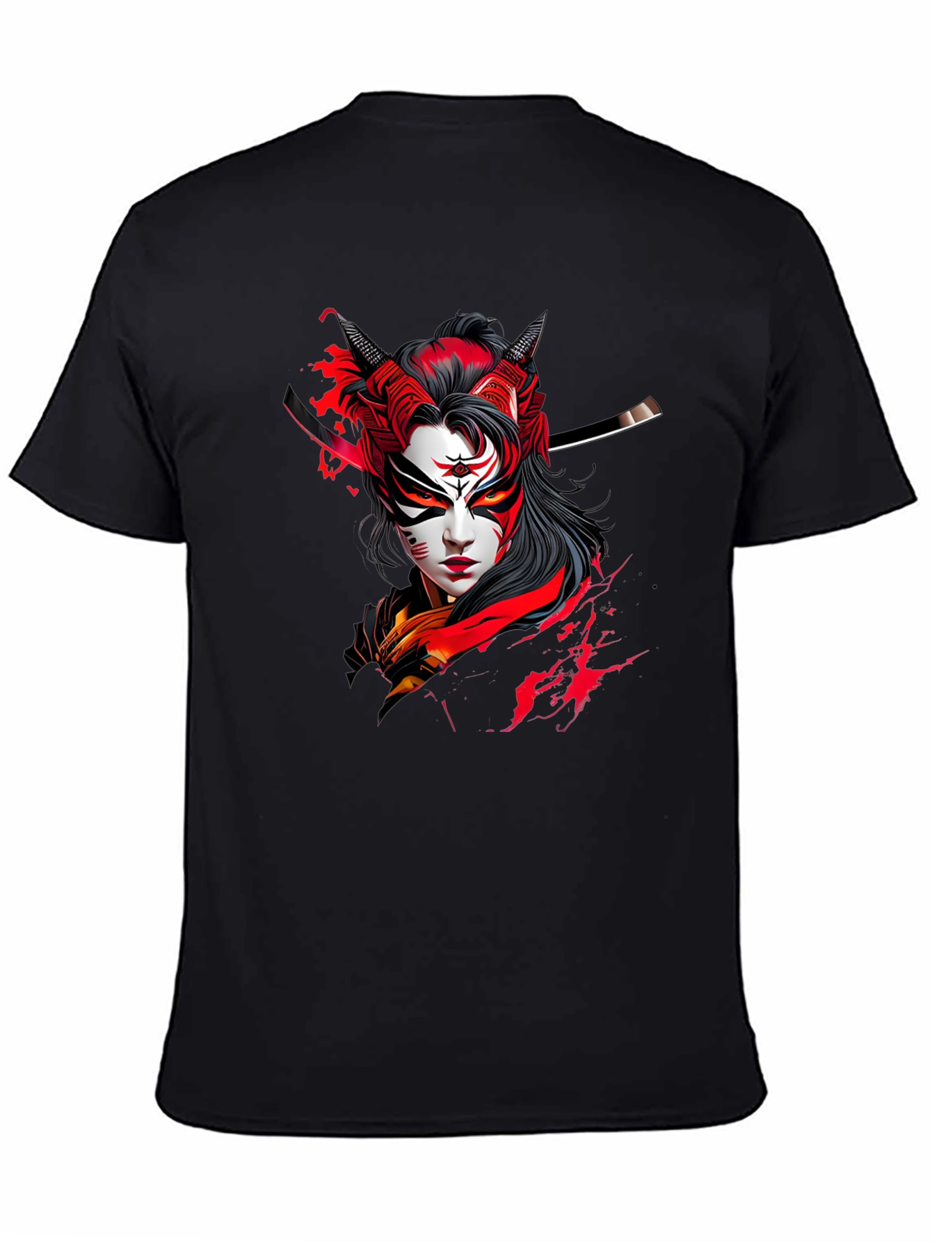 Samurai Graphic Print Black Tee