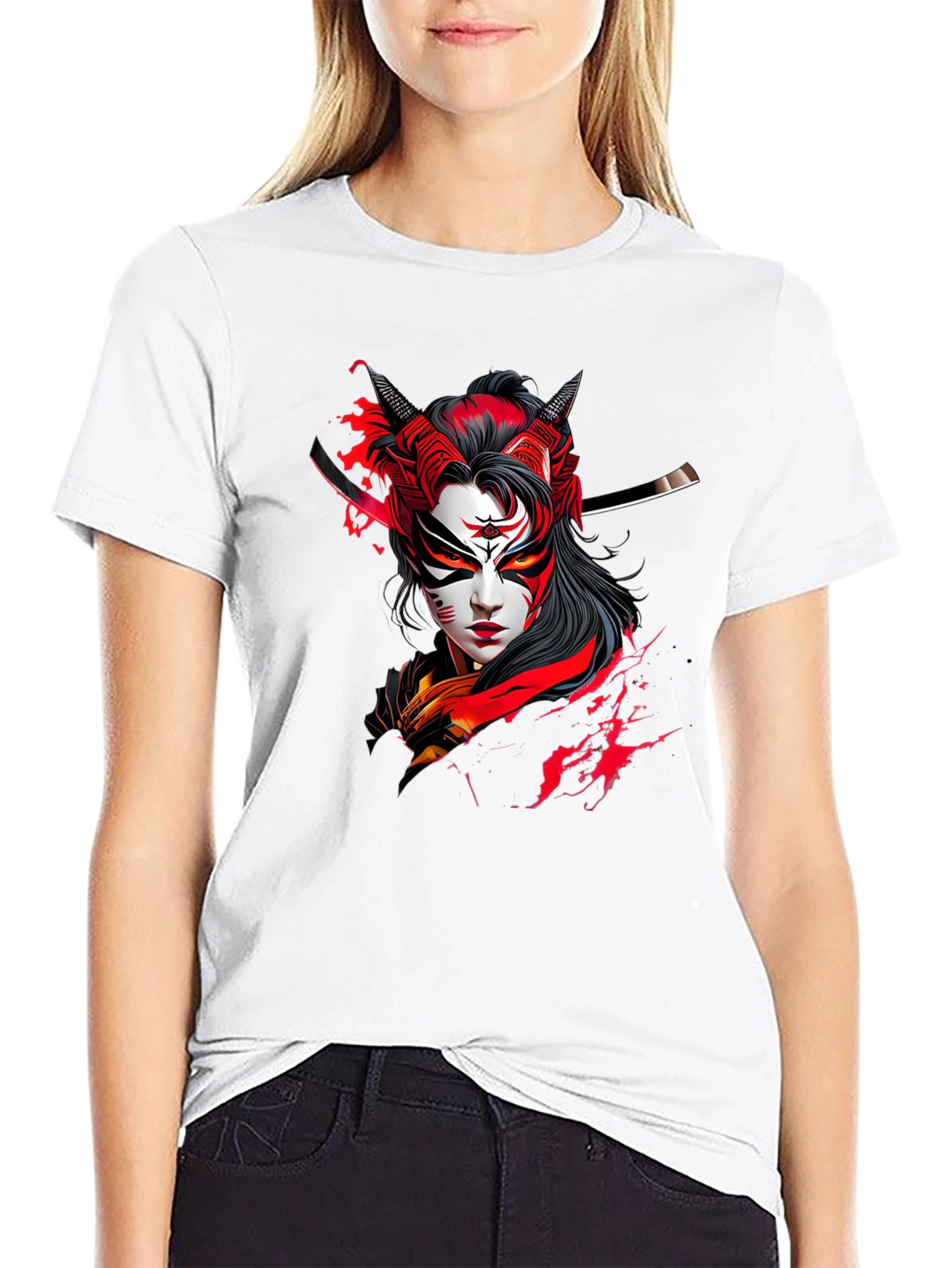 Samurai Graphic Print Black Tee