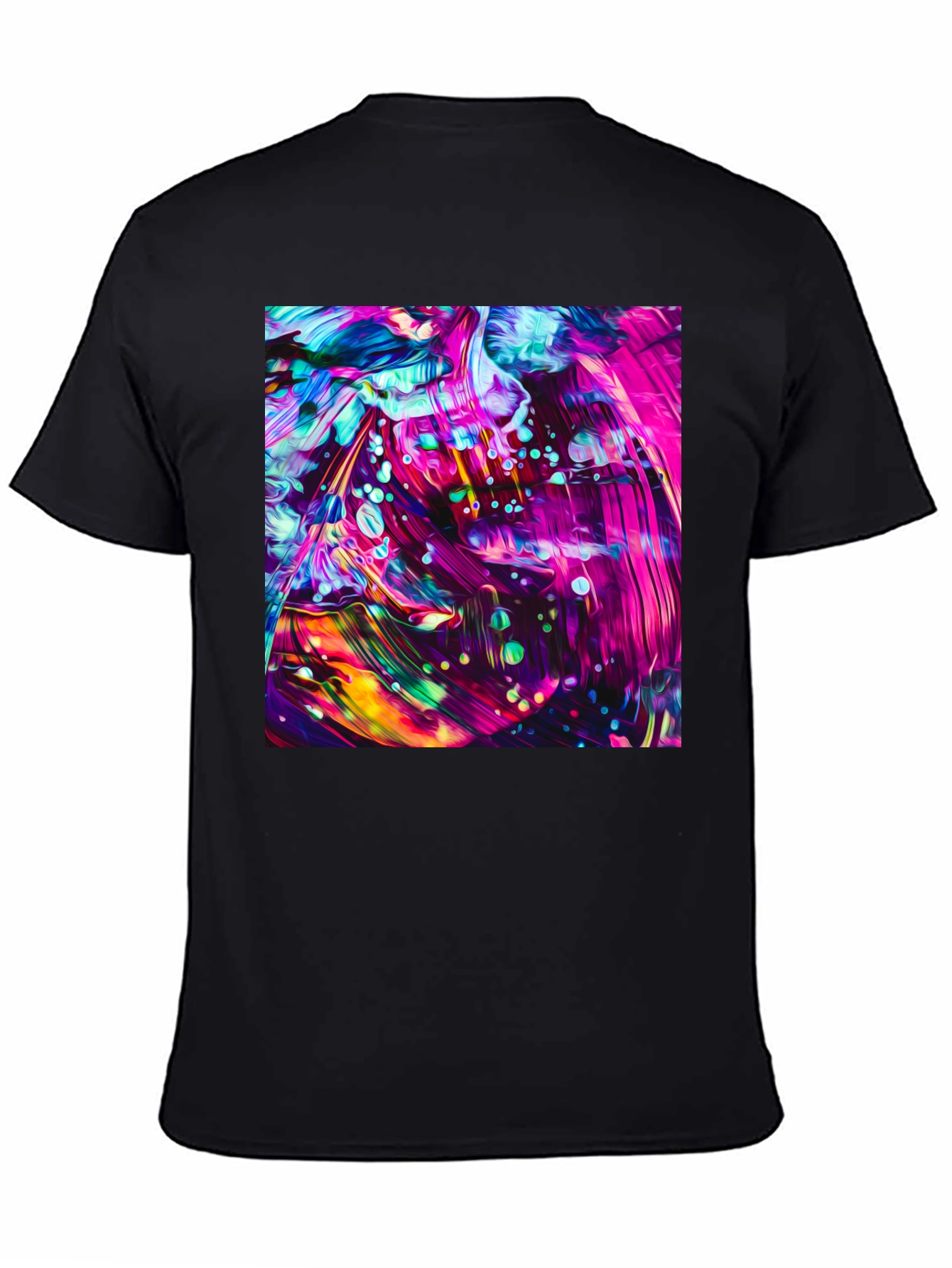 Vivid Abstract Art Graphic Black T-Shirt