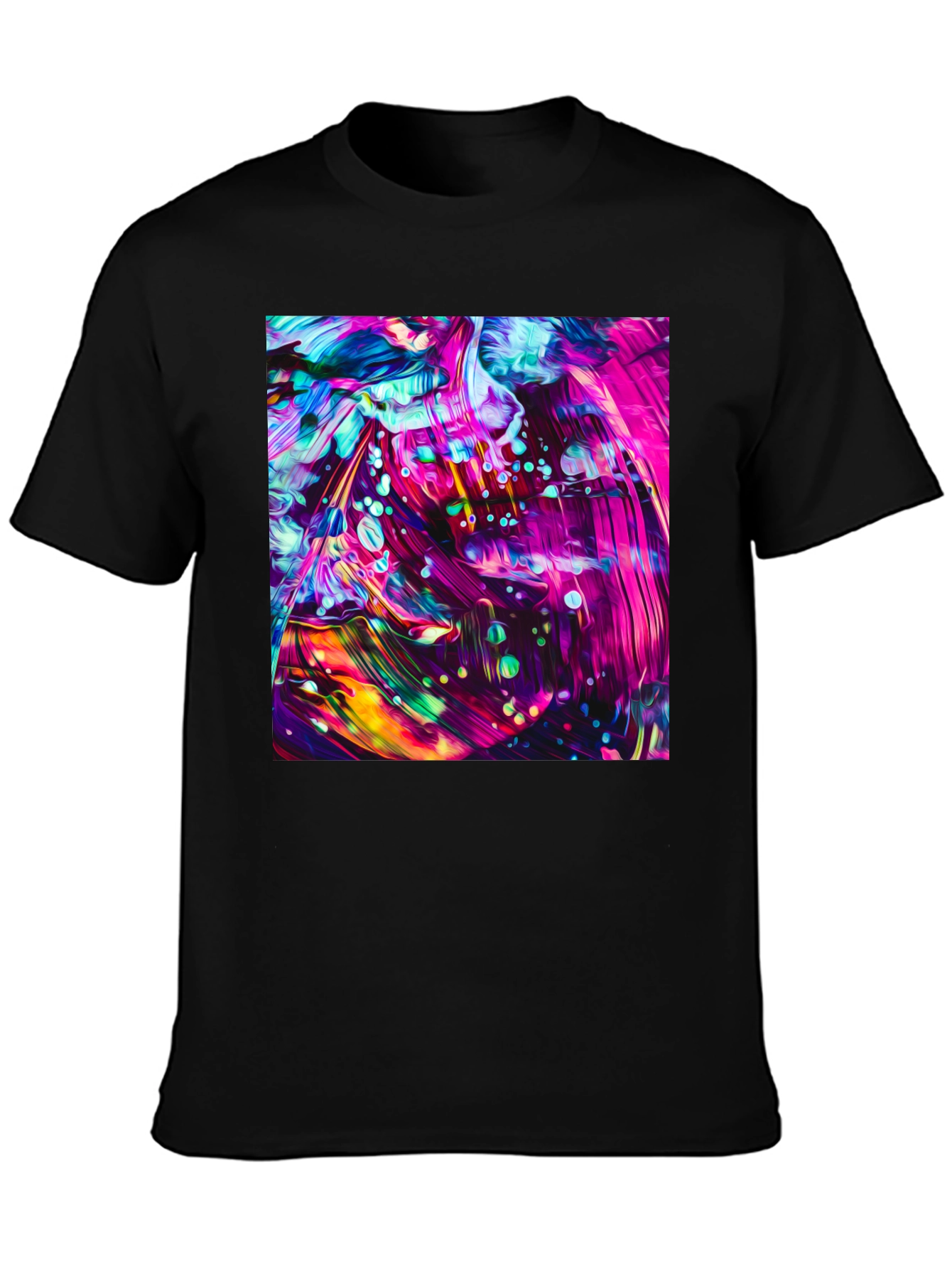 Vivid Abstract Art Graphic Black T-Shirt