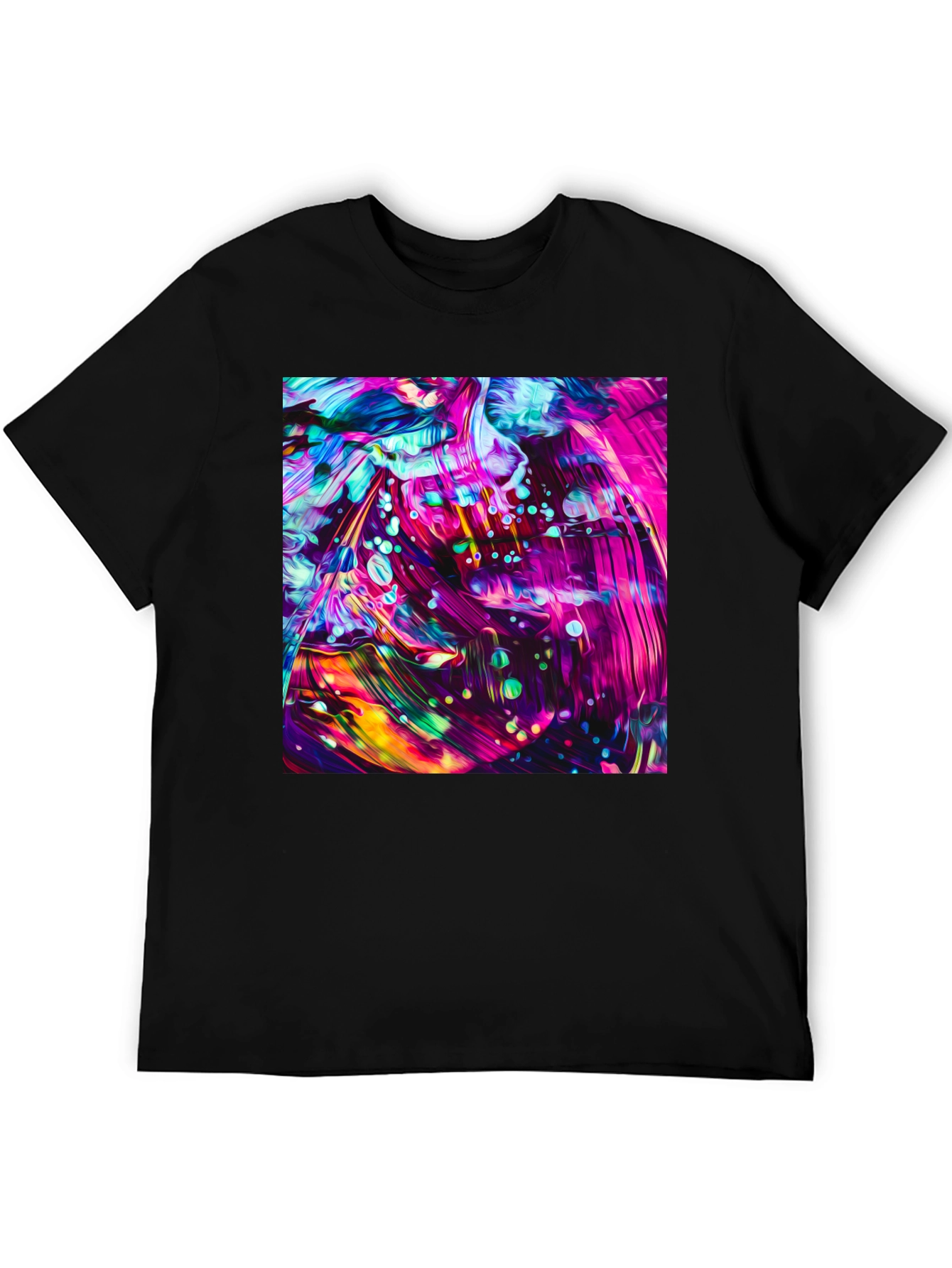 Vivid Abstract Art Graphic Black T-Shirt