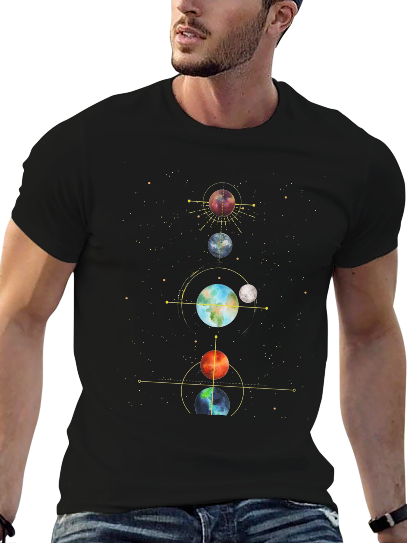 Planetary Graphic Black Tee