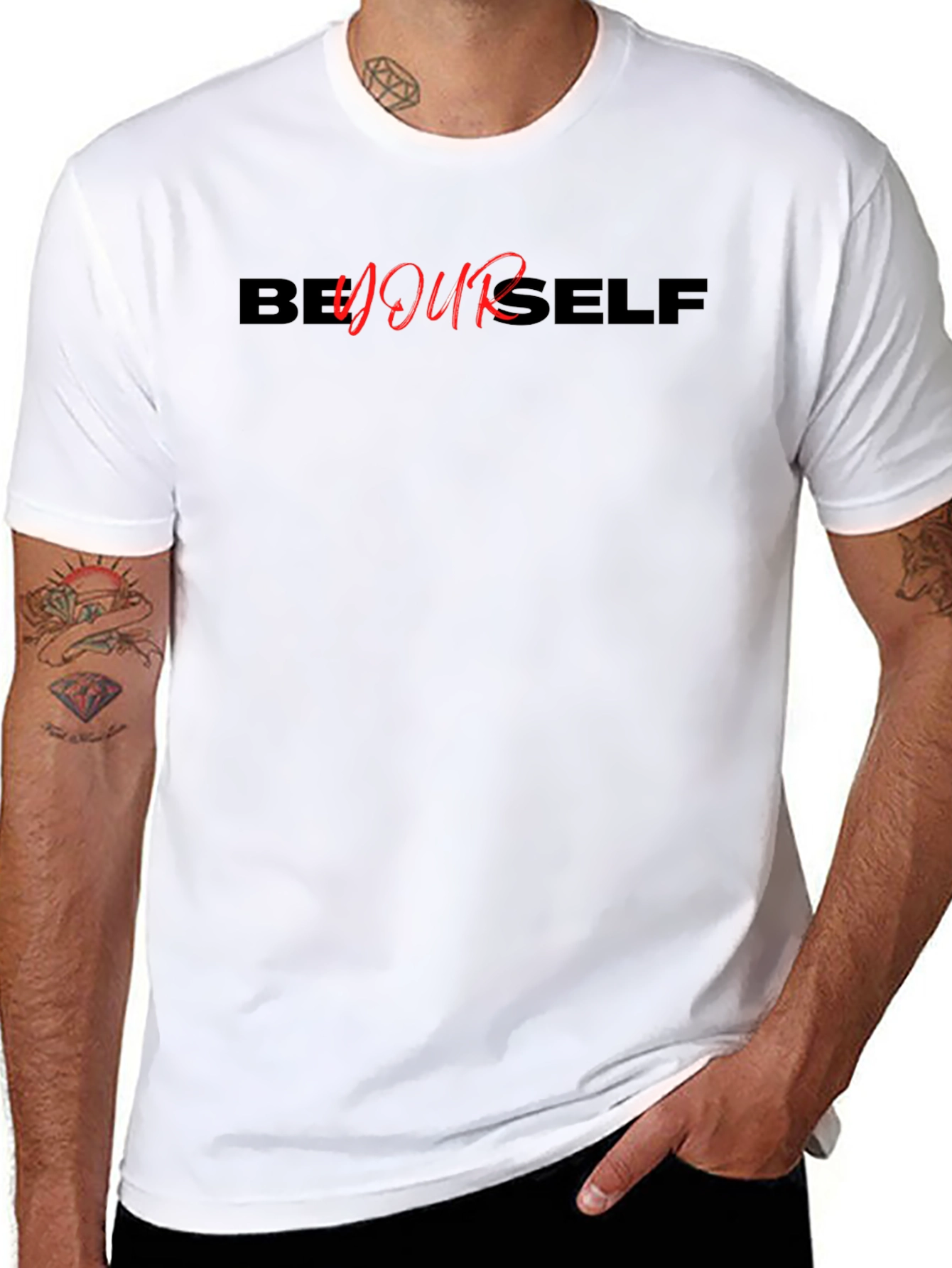 Be Yourself Black Graphic Tee - Motivational T-Shirt