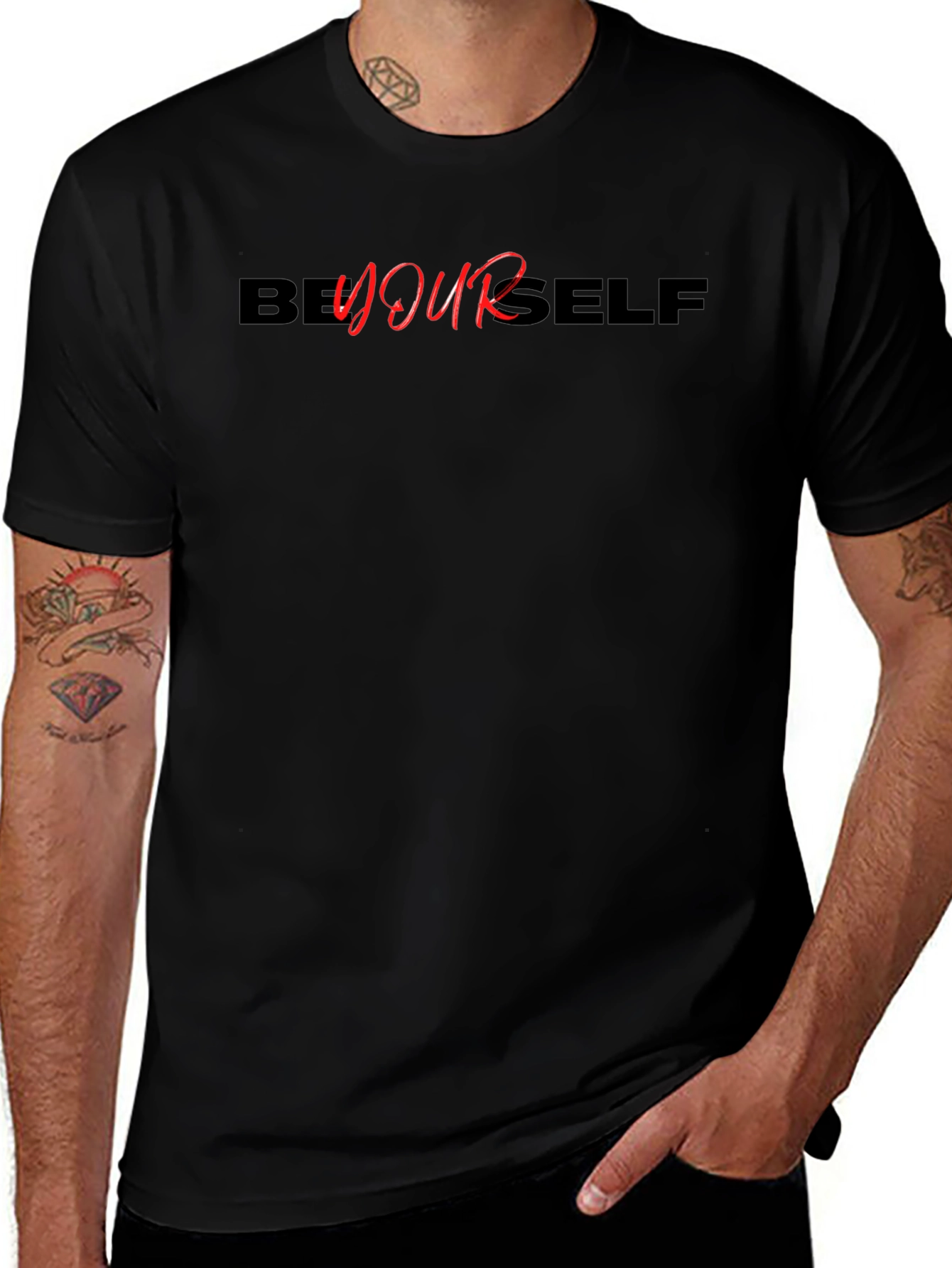 Be Yourself Black Graphic Tee - Motivational T-Shirt