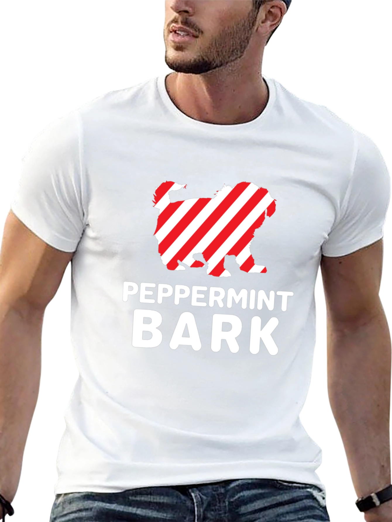 Peppermint Bark Dog T-Shirt - Holiday Festive Design