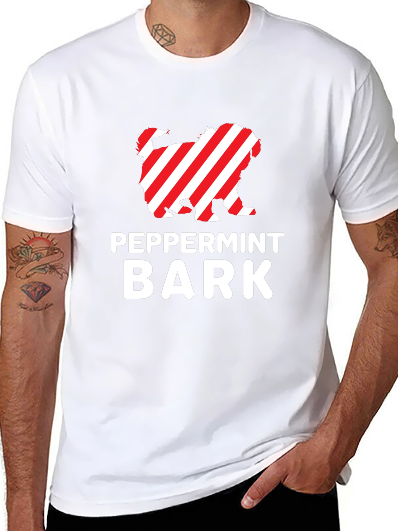 Peppermint Bark Dog T-Shirt - Holiday Festive Design