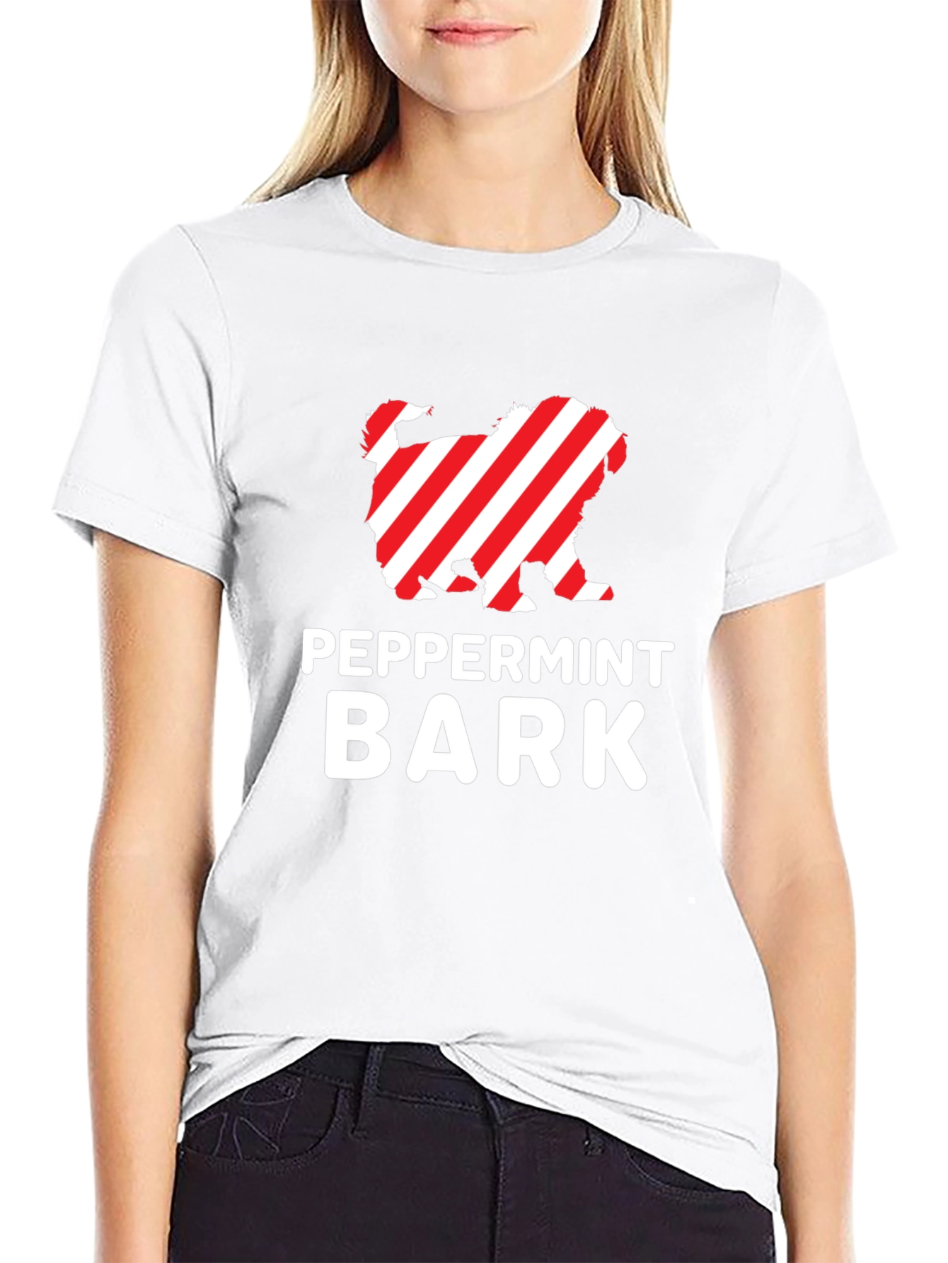 Peppermint Bark Dog T-Shirt - Holiday Festive Design