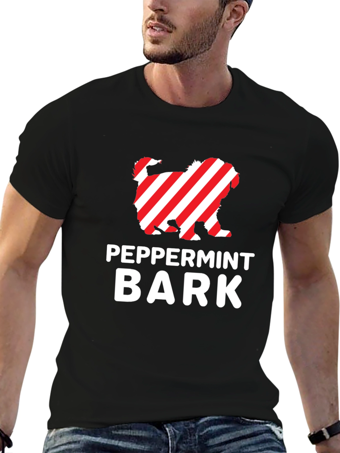Peppermint Bark Dog T-Shirt - Holiday Festive Design